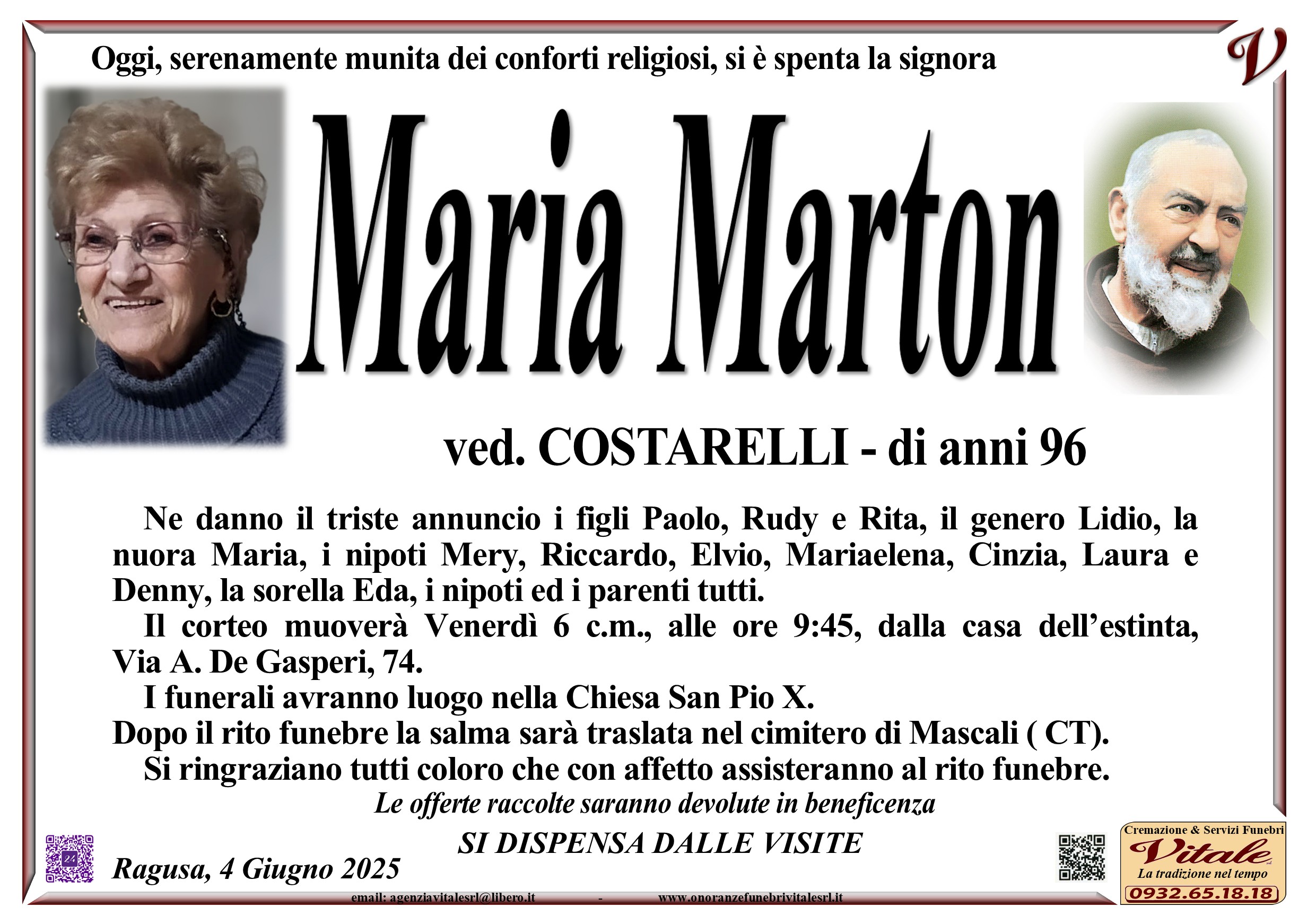 Necrologi: Maria Marton