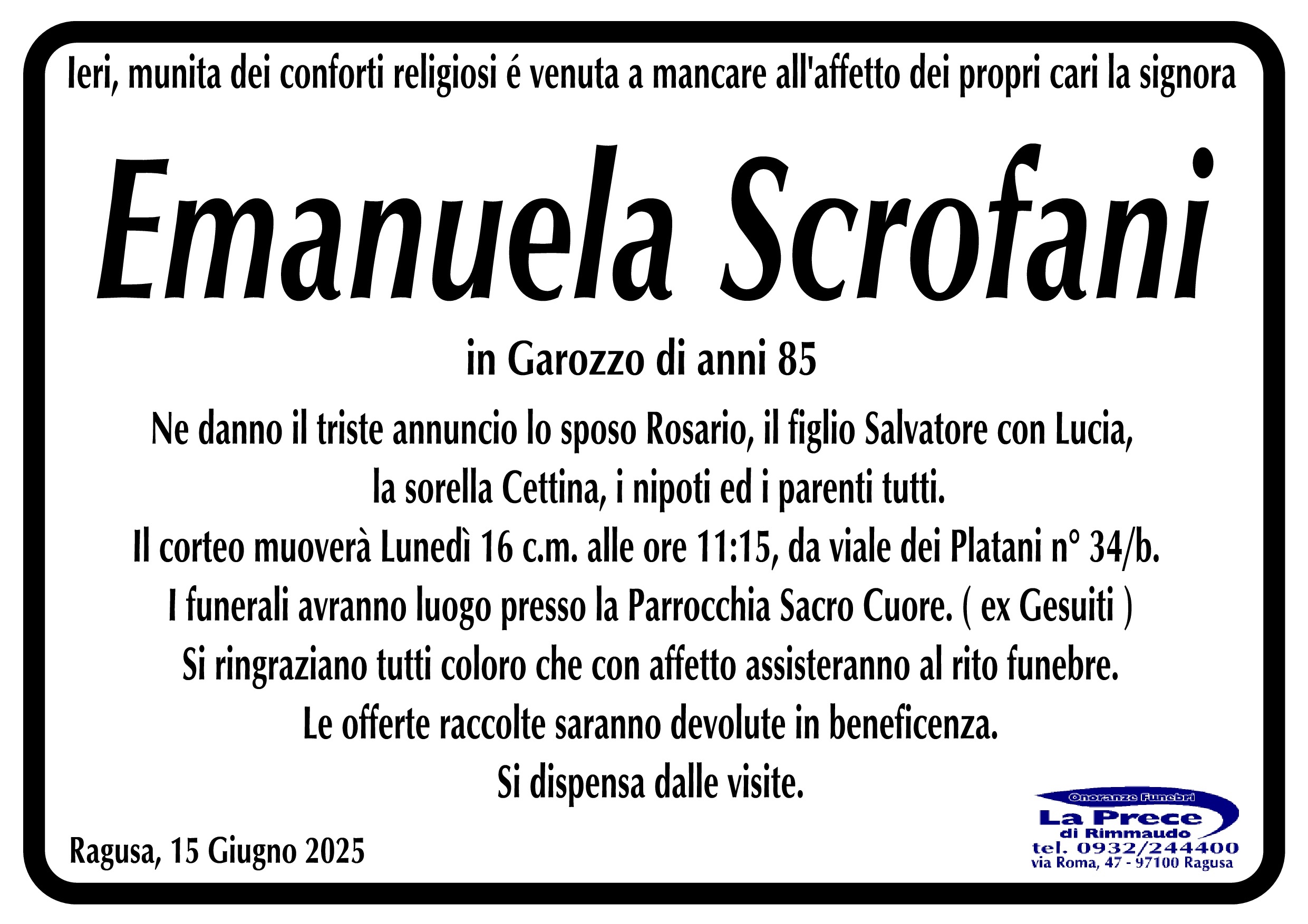 Necrologi: Emanuela Scrofani