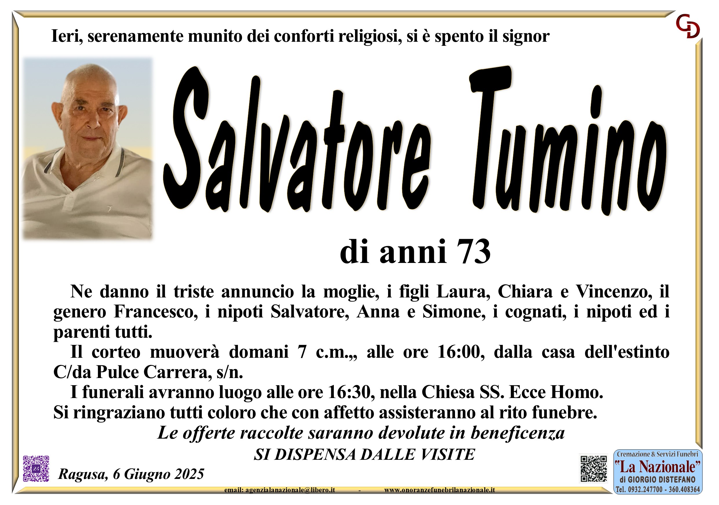 Necrologi: Salvatore Tumino