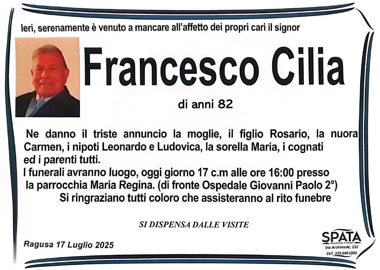 Necrologi: Francesco Cilia
