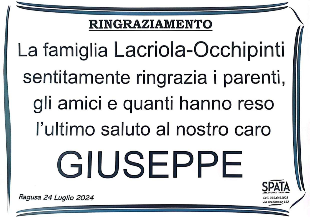 Ringraziamento: famiglia Lacriola-Occhipinti