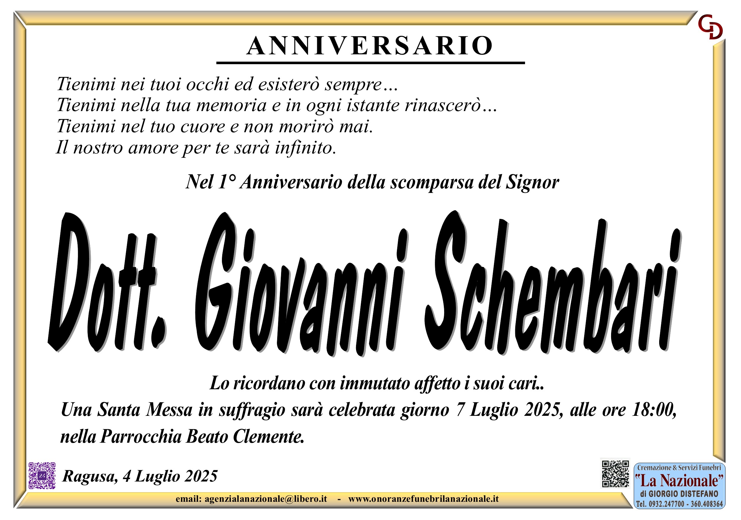 Anniversario: Giovanni Schembari