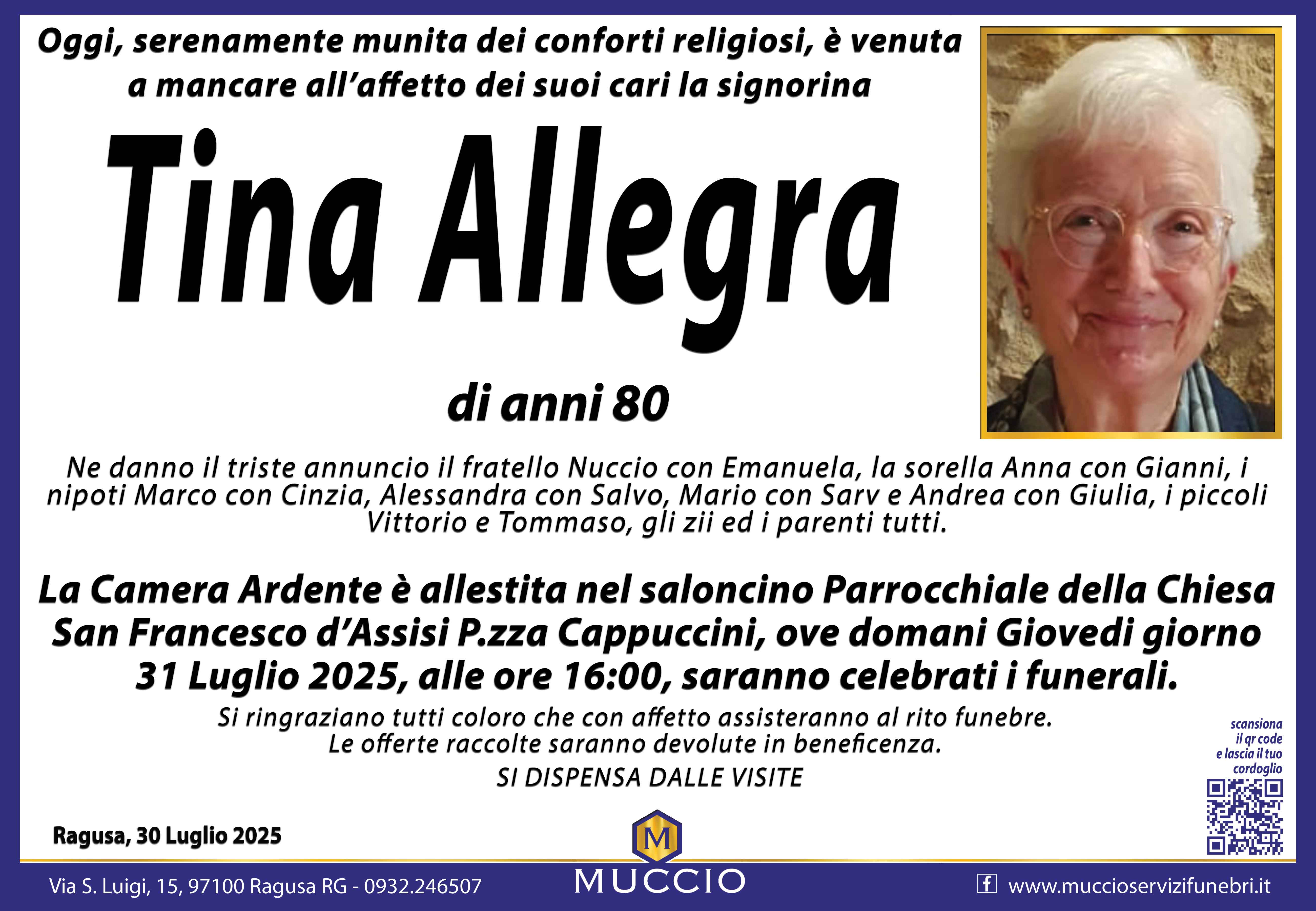 Necrologi: Tina Allegra