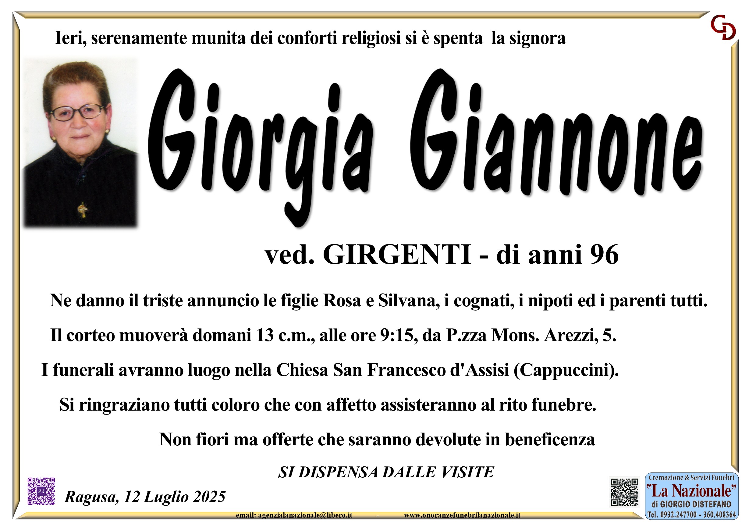 Necrologi: Giorgia Giannone