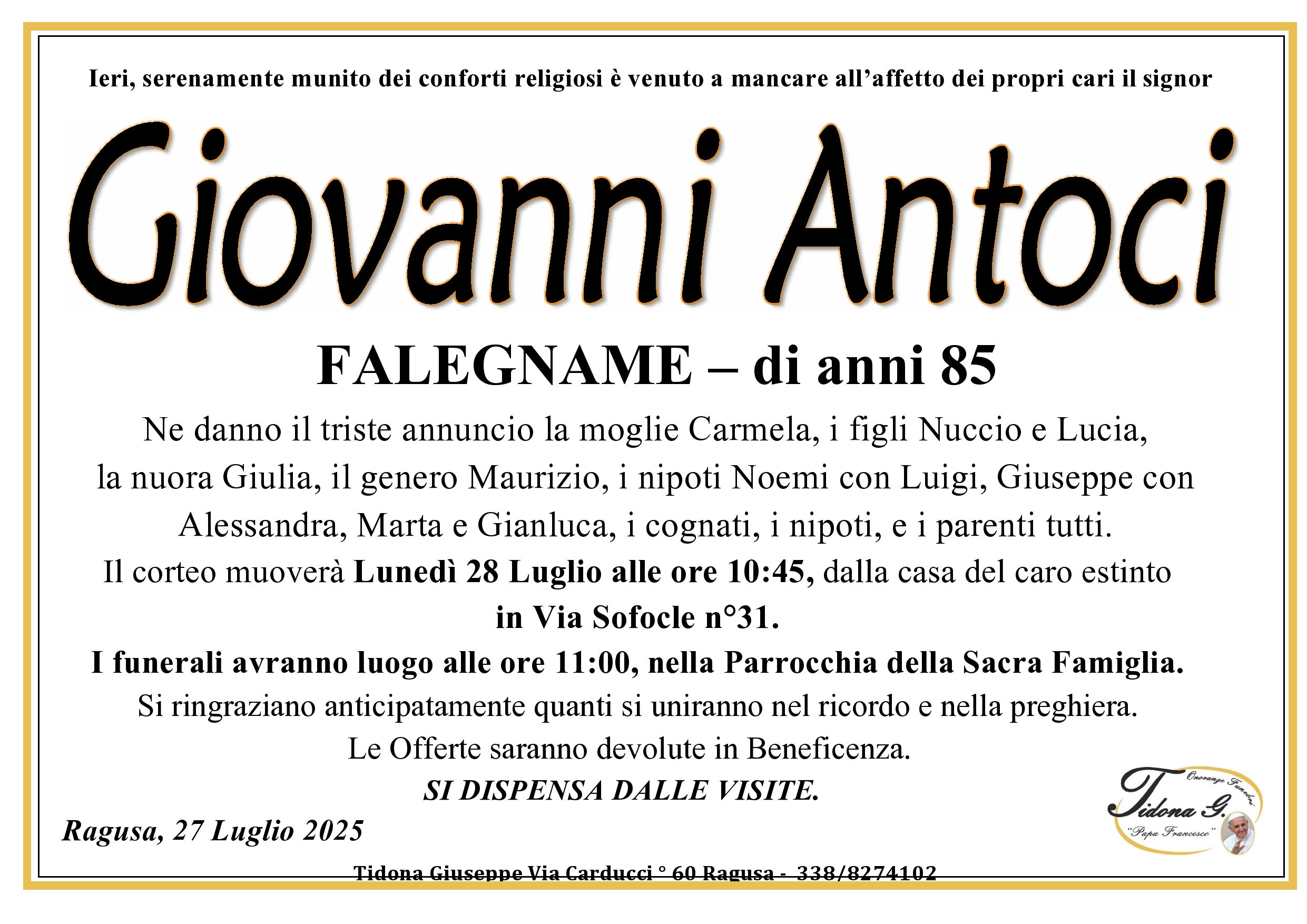Necrologi: Giovanni Antoci