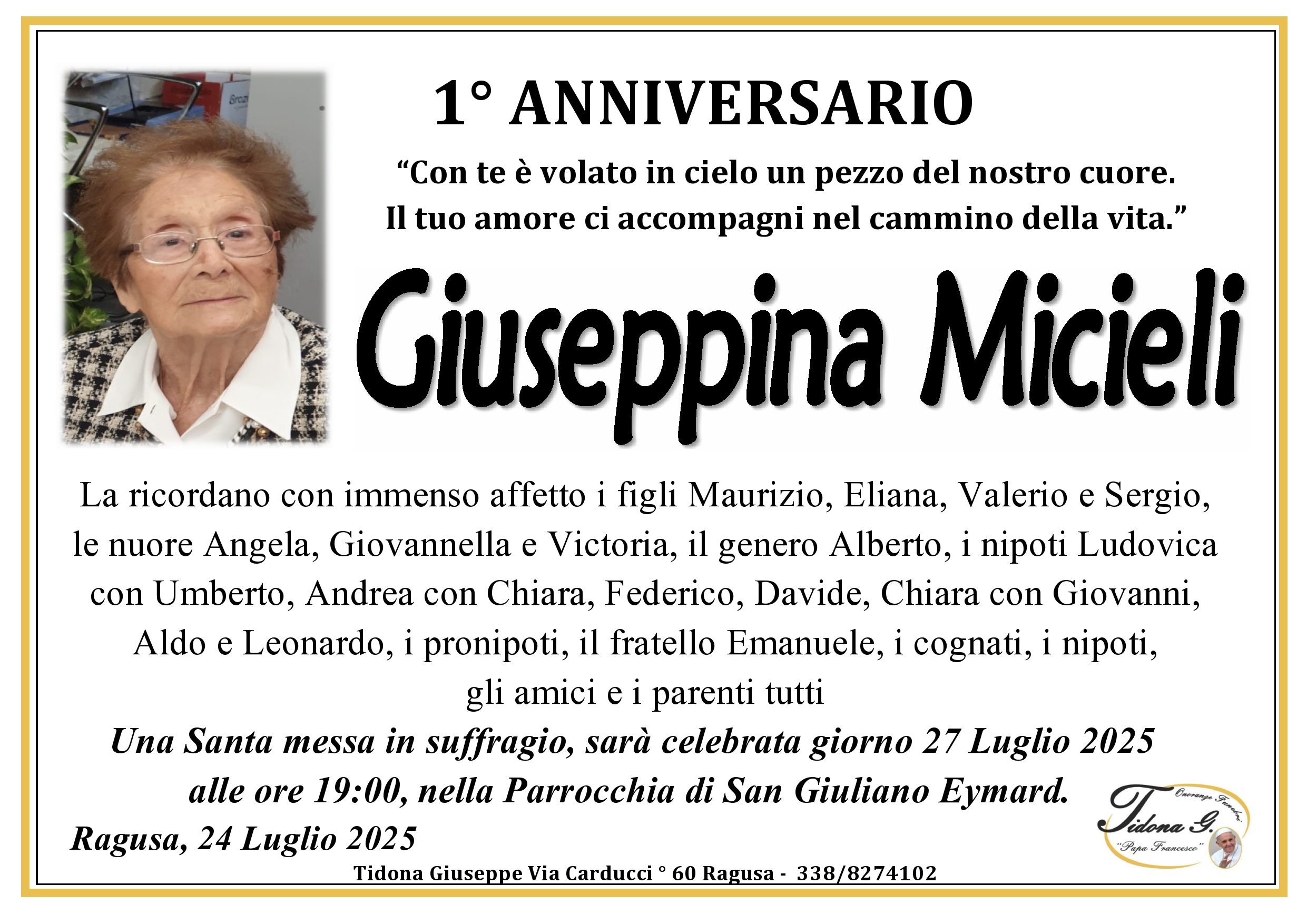 Anniversario: Giuseppina Micieli