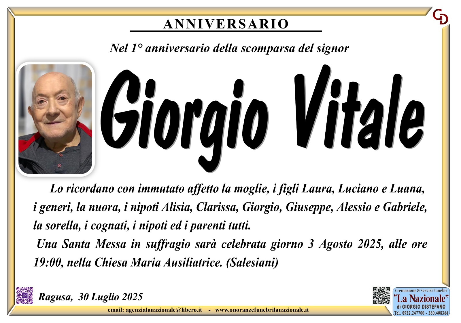 Anniversario: Giorgio Vitale