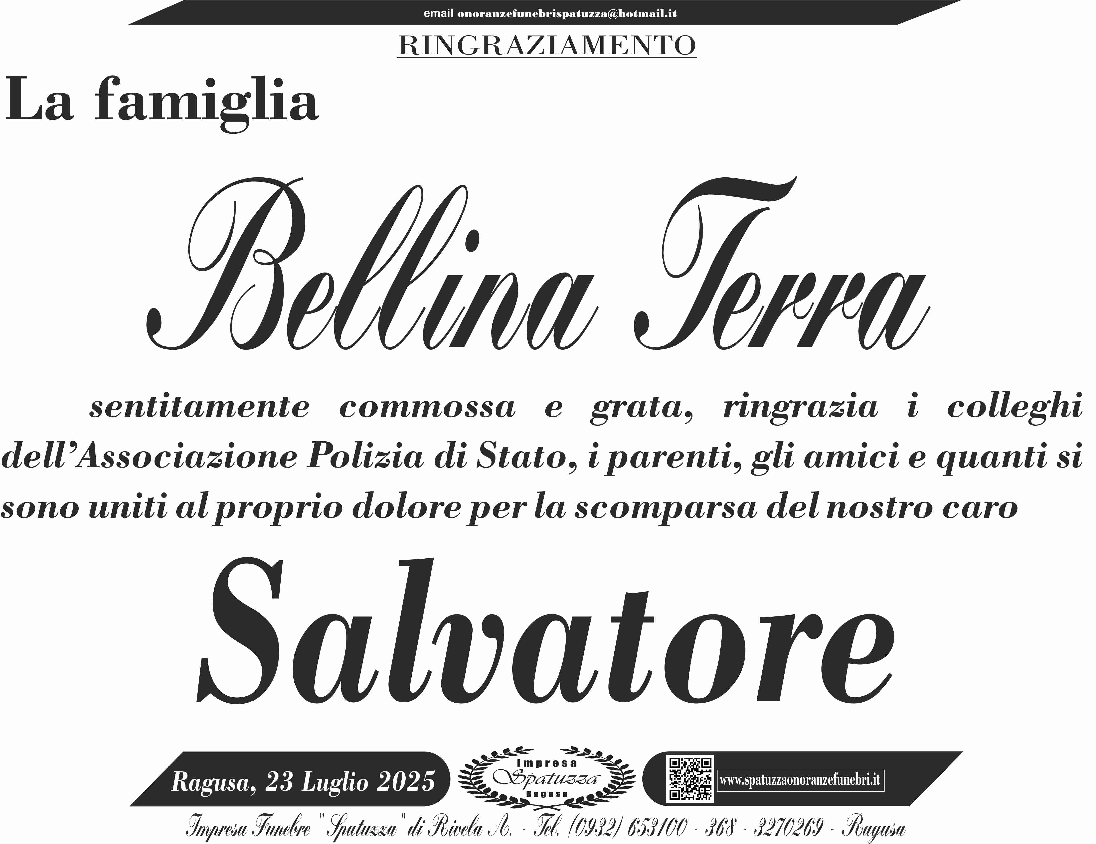 Ringraziamento: famiglia Bellina-Terra