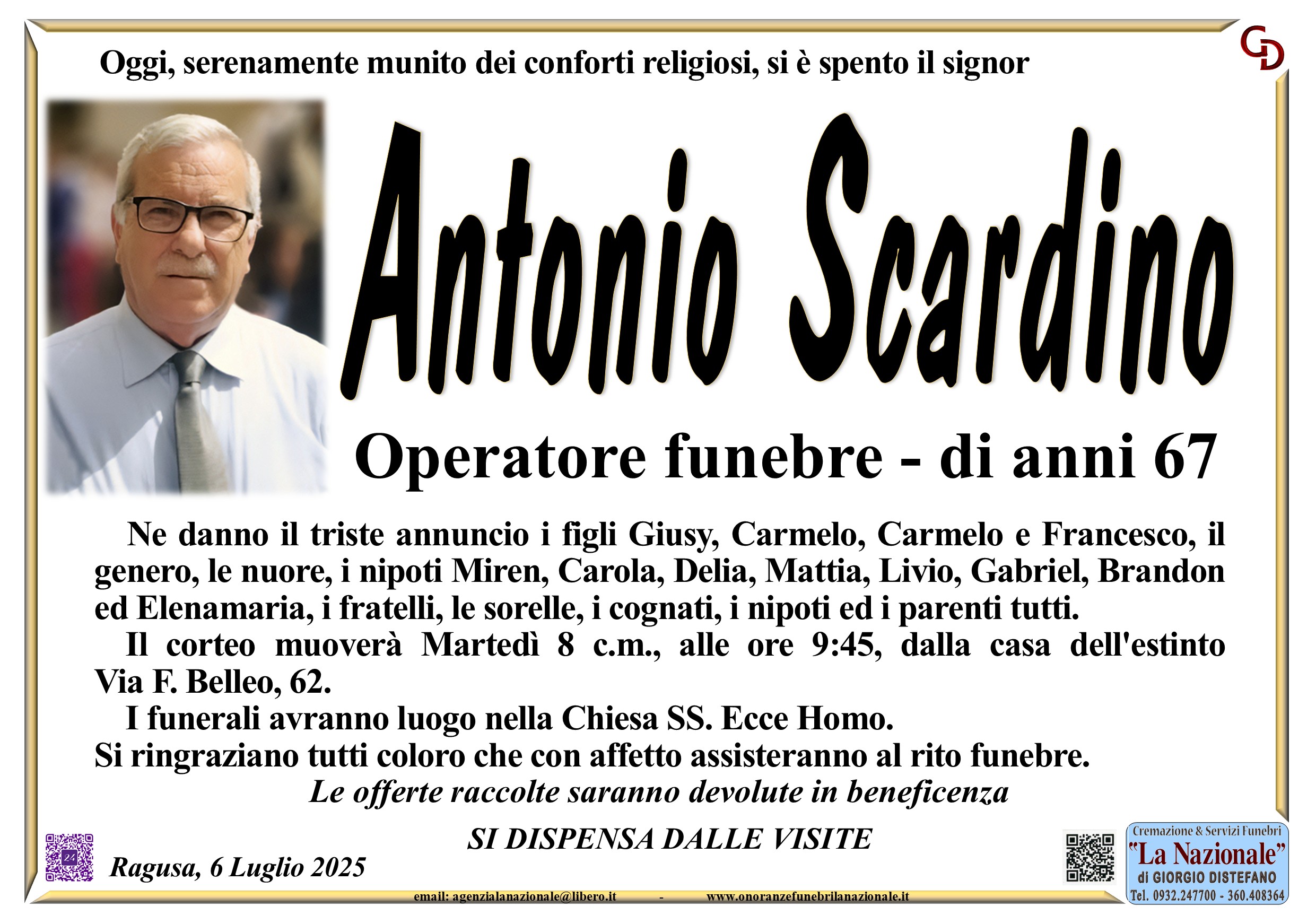 Necrologi: Antonio Scardino