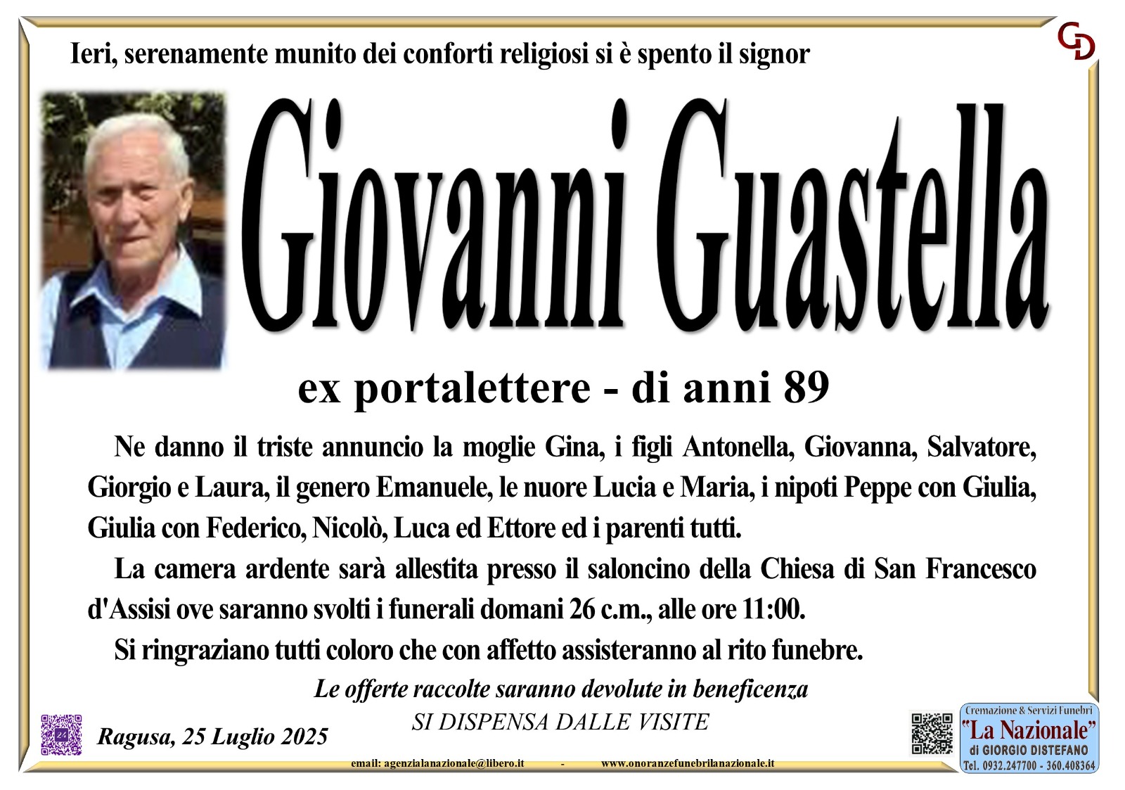 Necrologi: Giovanni Guastella