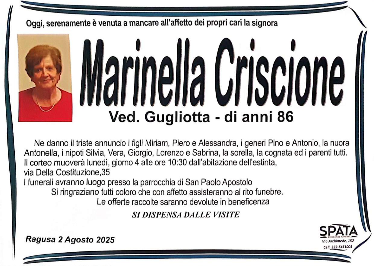 Necrologi: Marinella Criscione