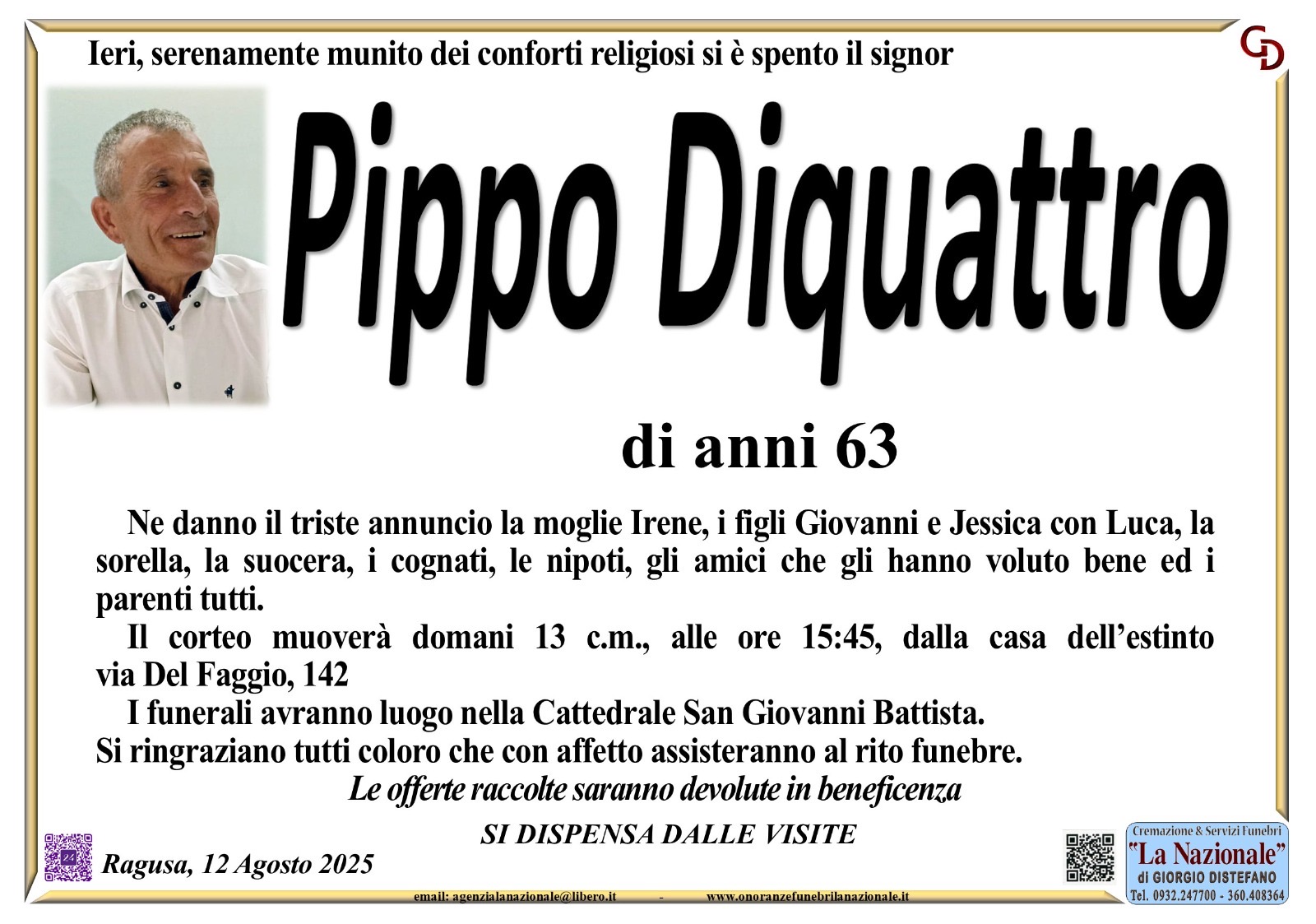 Necrologi: Pippo Diquattro