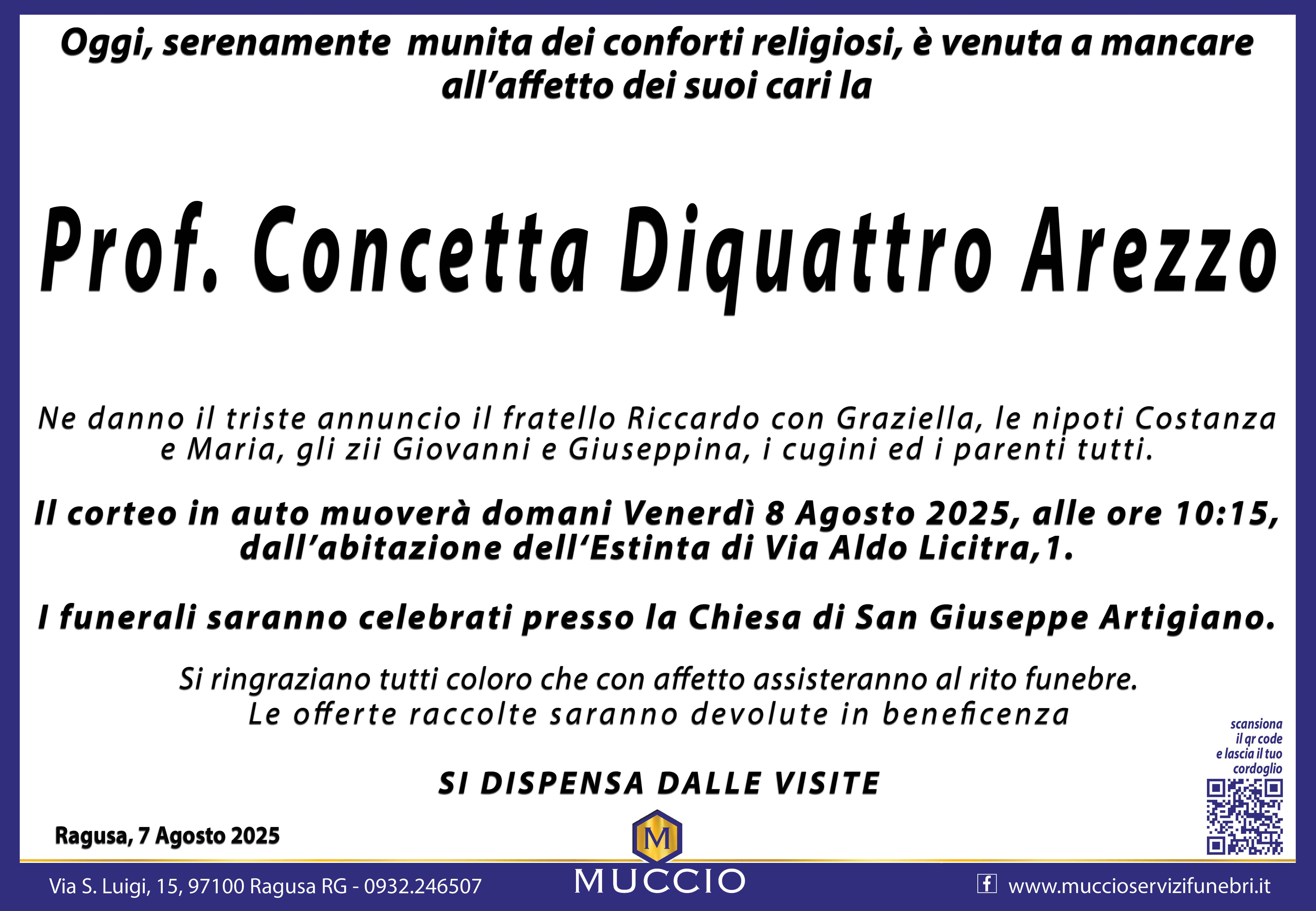 Necrologi: Concetta Diquattro Arezzo
