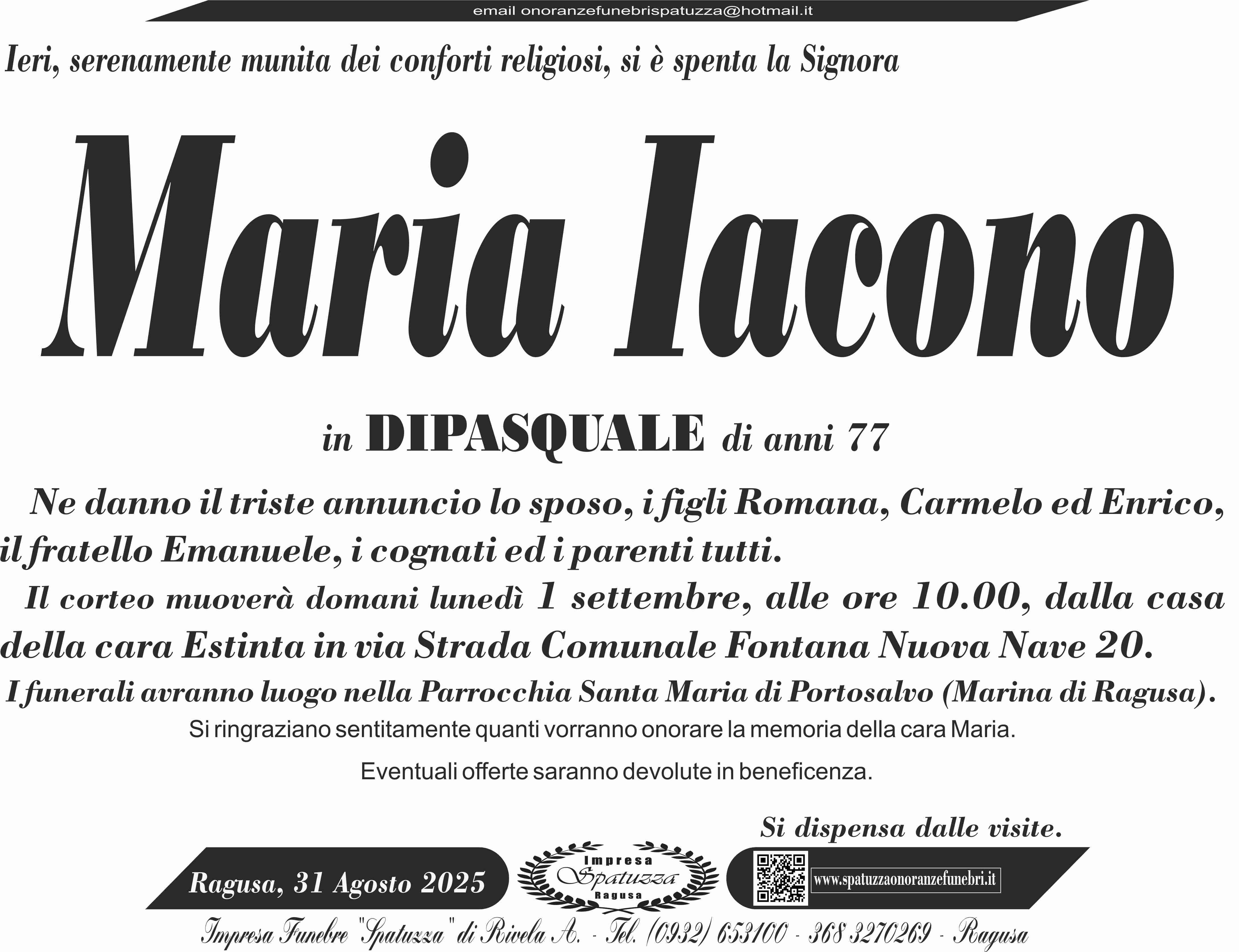 Necrologi: Maria Iacono