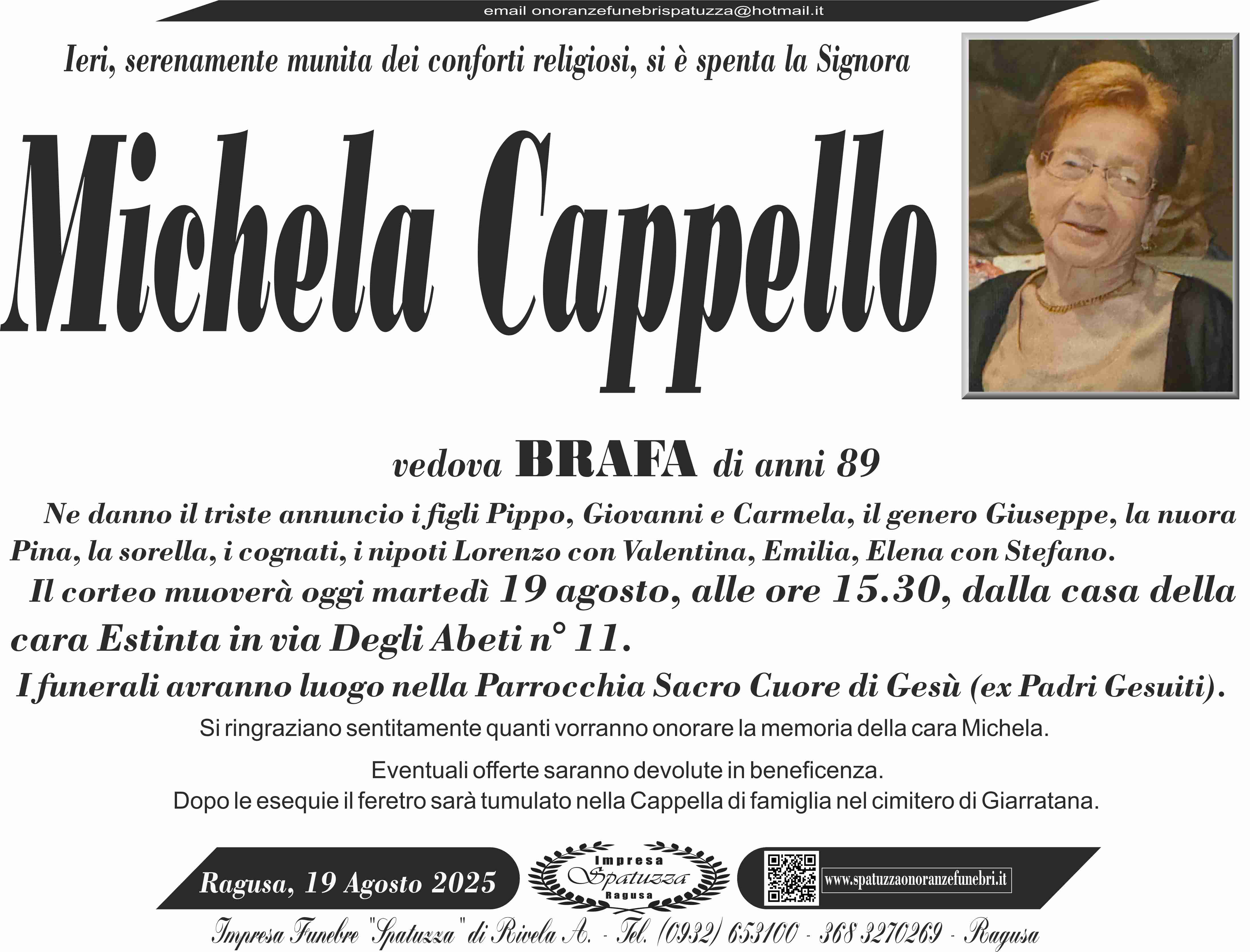 Necrologi: Michela Cappello