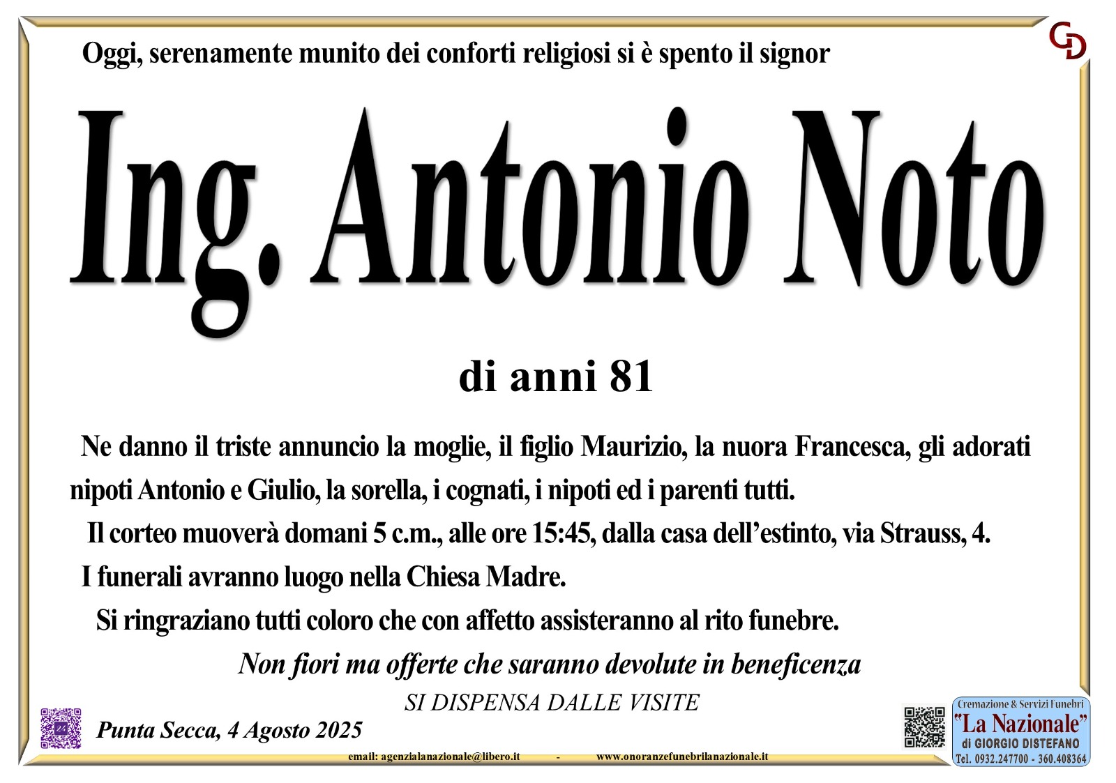 Necrologi: Antonio Noto