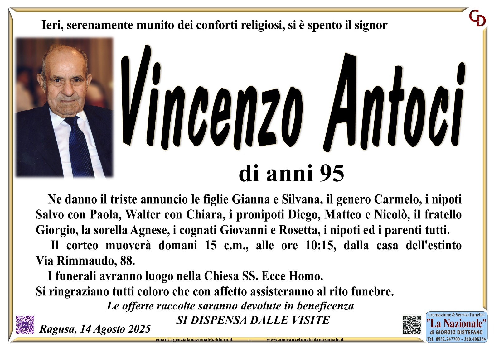 Necrologi: Vincenzo Antoci