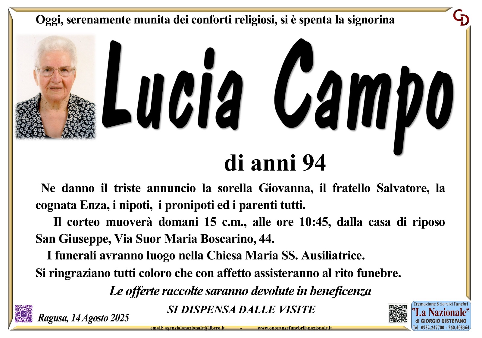 Necrologi: Lucia Campo