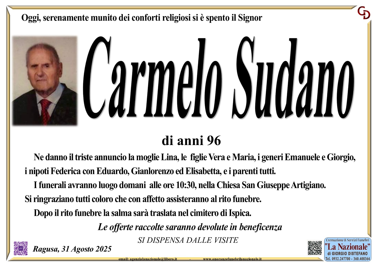 Necrologi: Carmelo Sudano