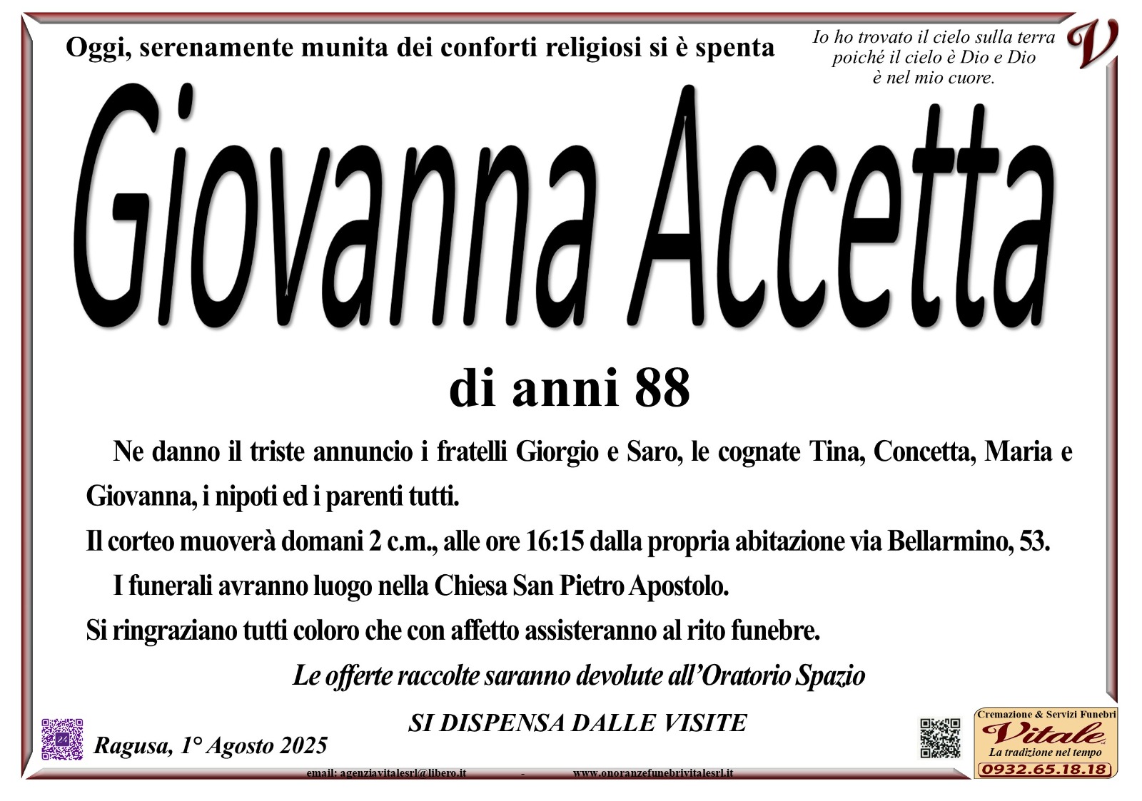Necrologi: Giovanna Accetta