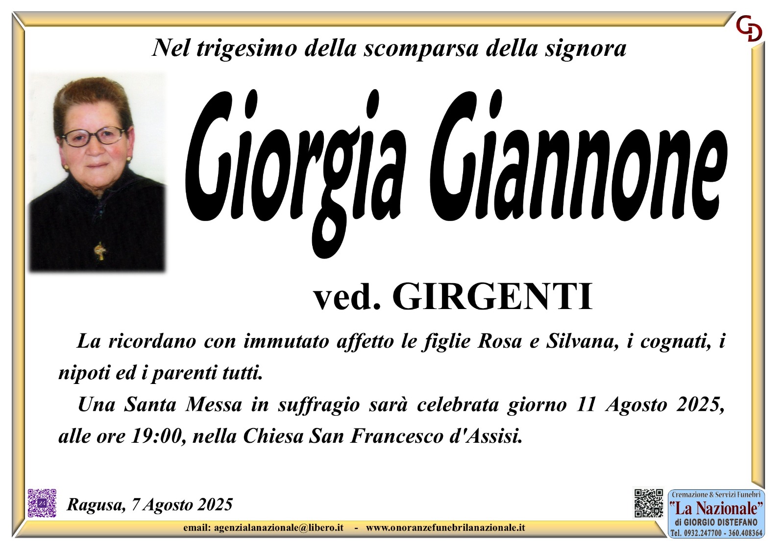 Necrologi: Giorgia Giannone