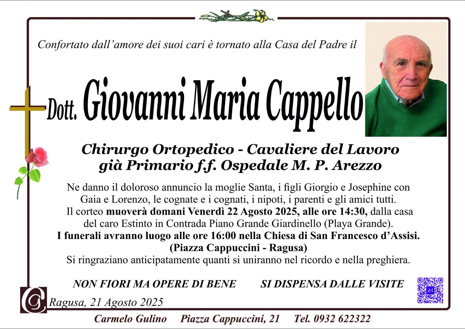 Necrologi: Giovanni Maria Cappello