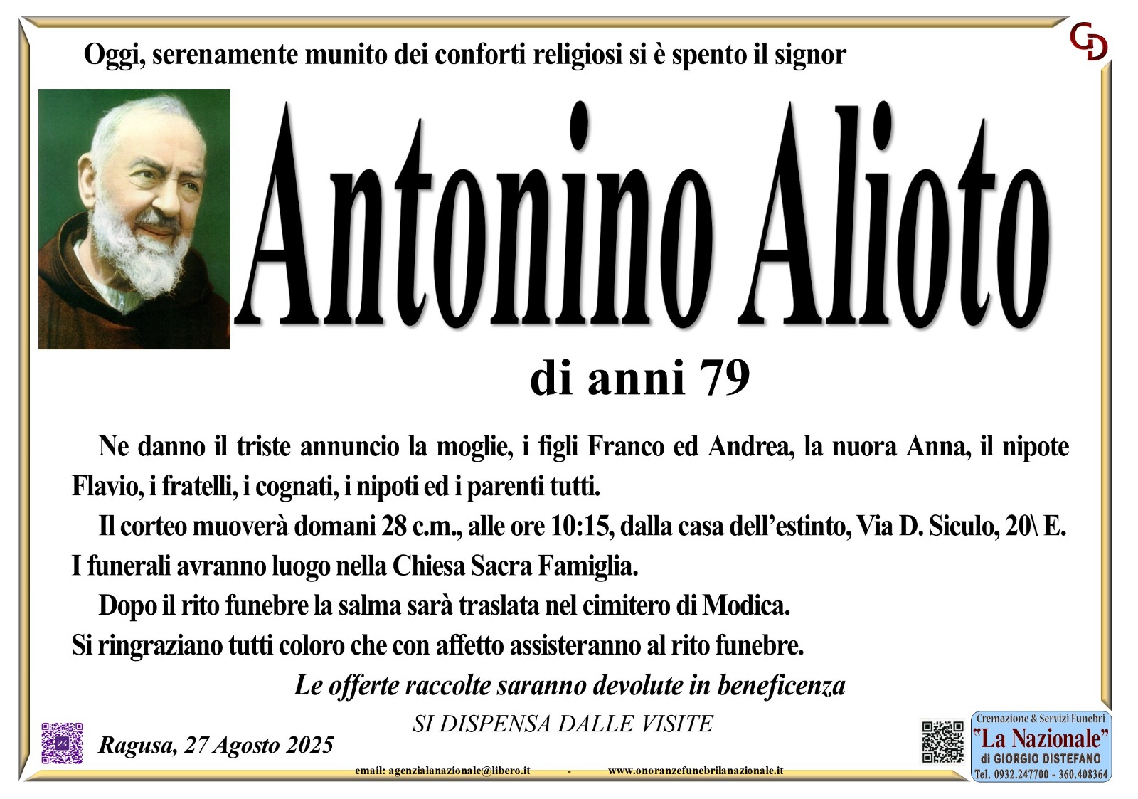 Necrologi: Antonino Alioto