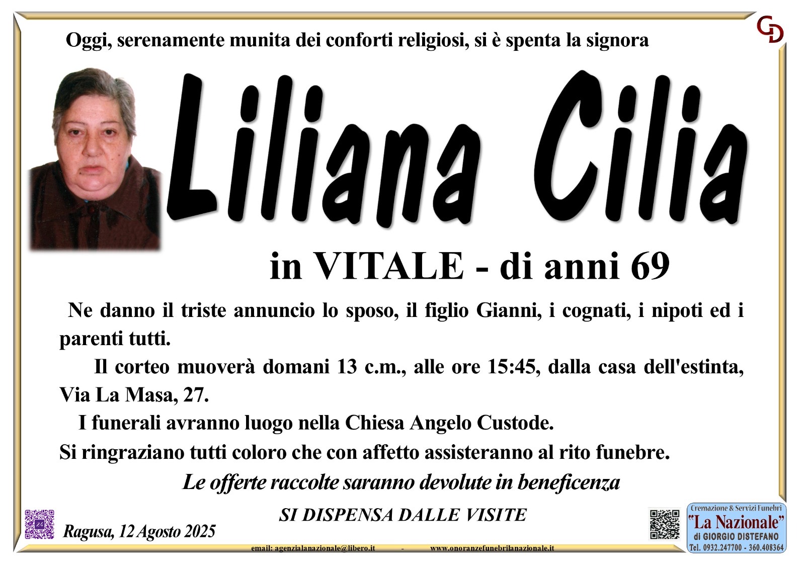 Necrologi: Liliana Cilia