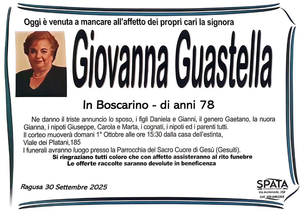Necrologi: Giovanna Guastella