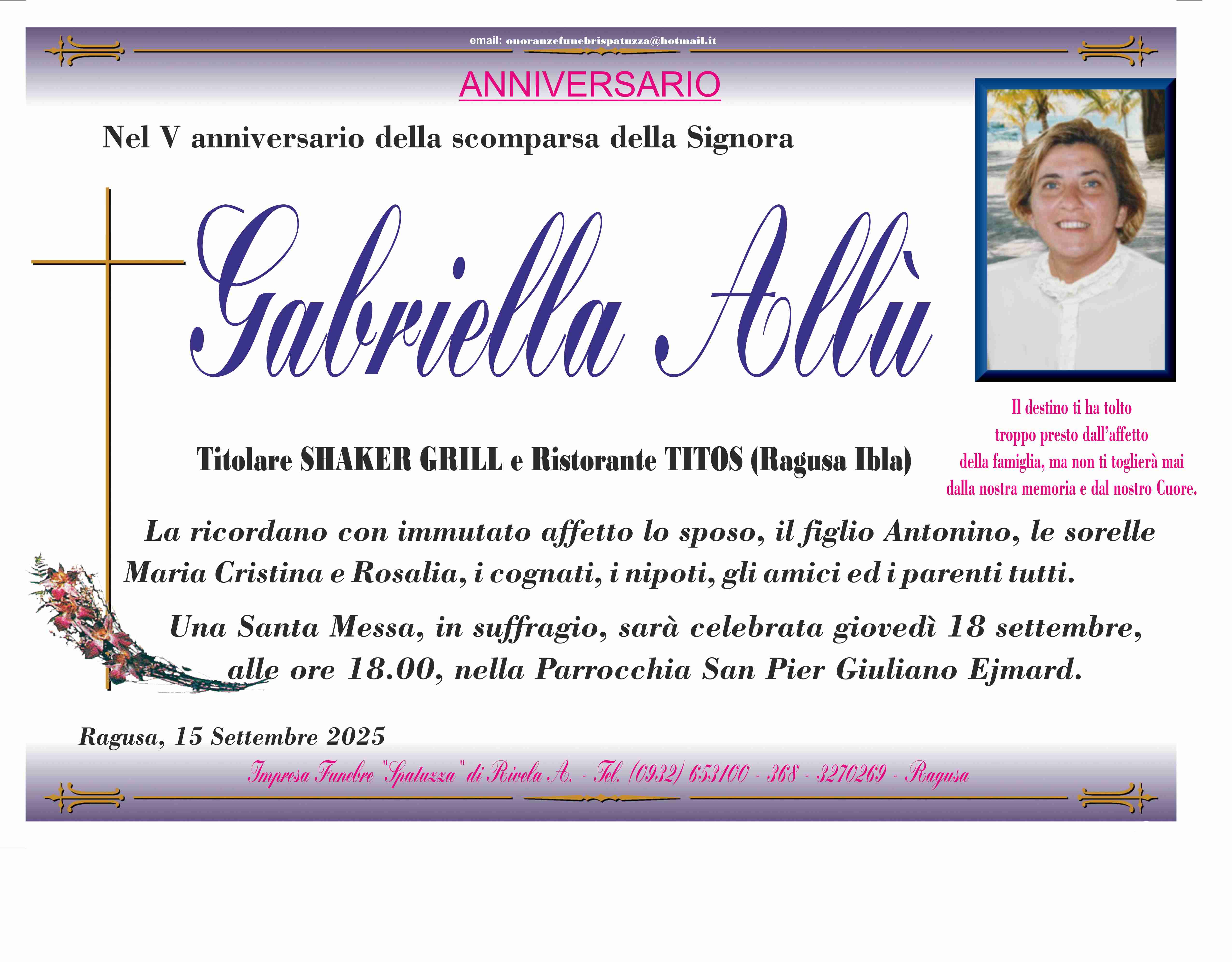Anniversario: Gabriella Allù