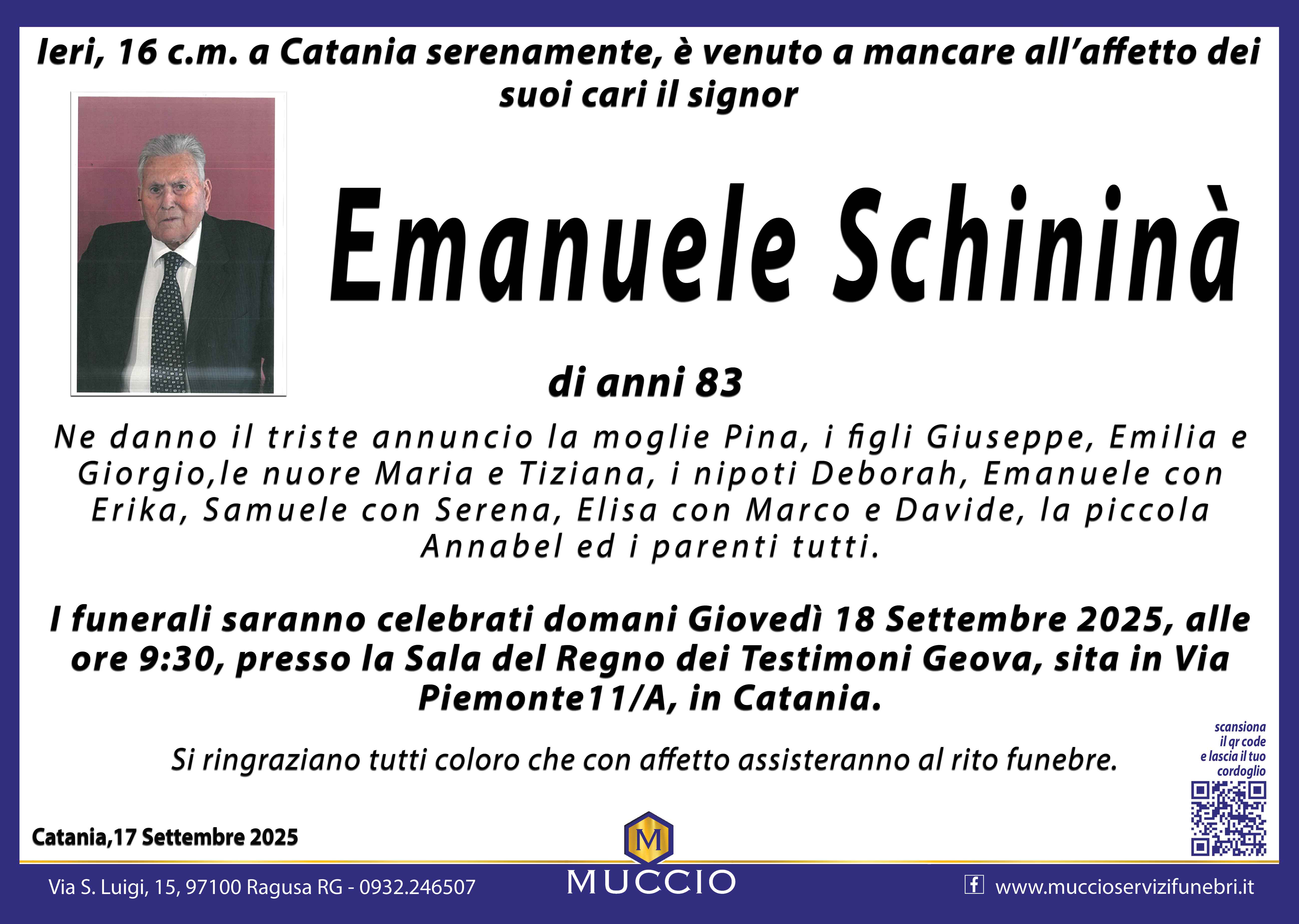 Necrologi: Emanuele Schininà
