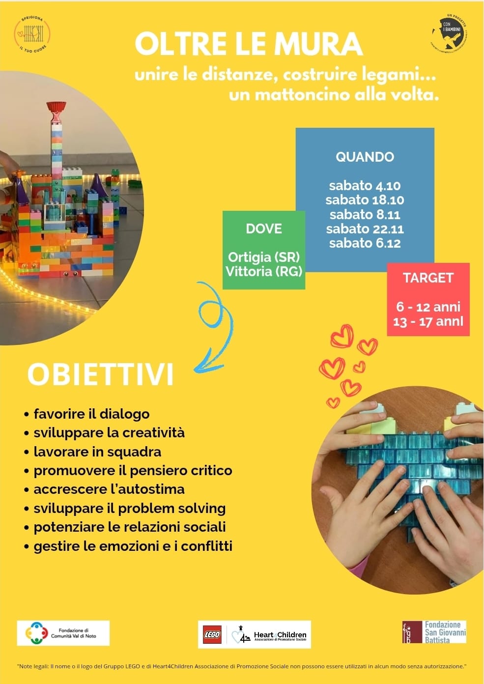 Siracusa e Vittoria, al via i laboratori “Oltre le mura”: mattoncini per ricostruire legami tra genitori e figli