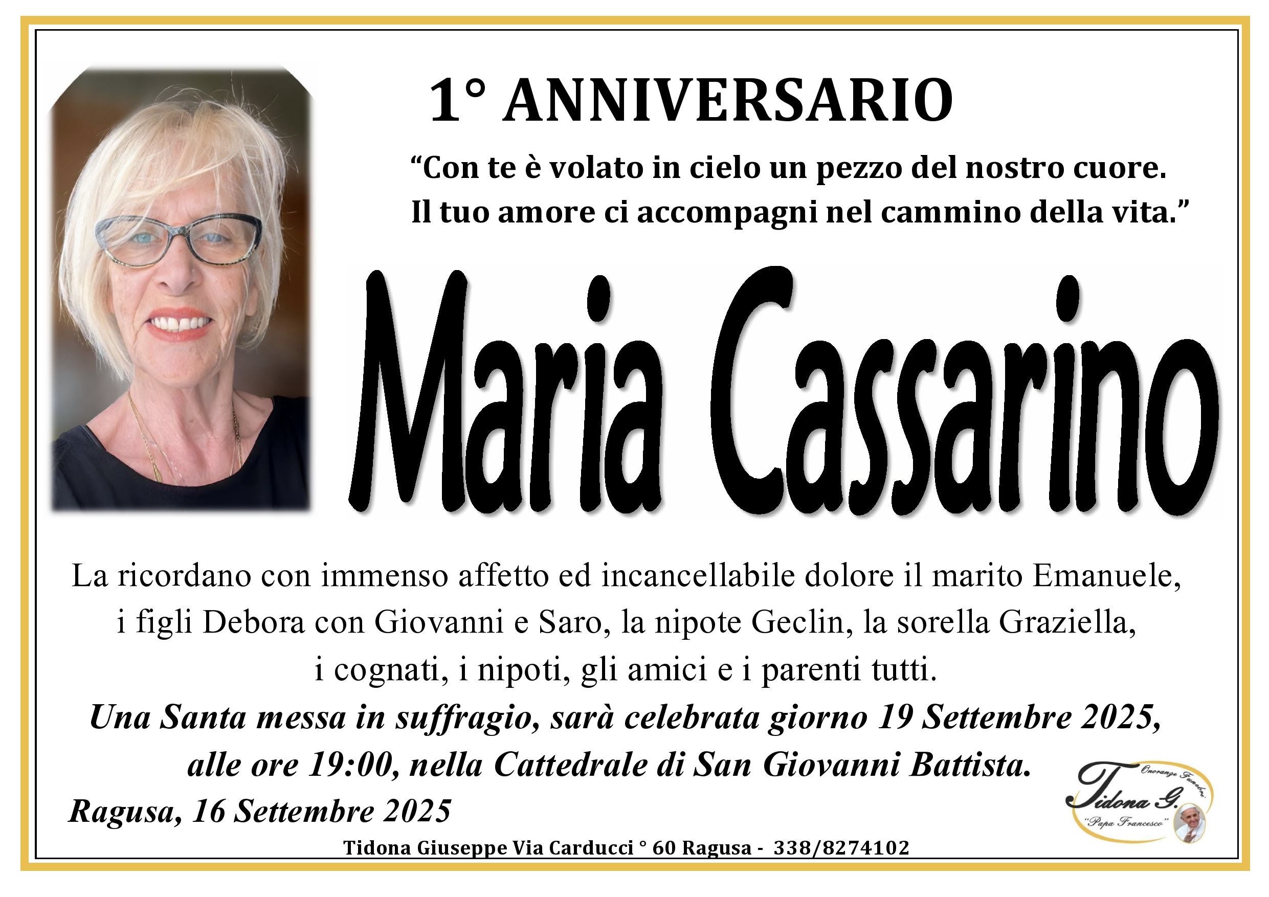 Anniversario: Maria Cassarino