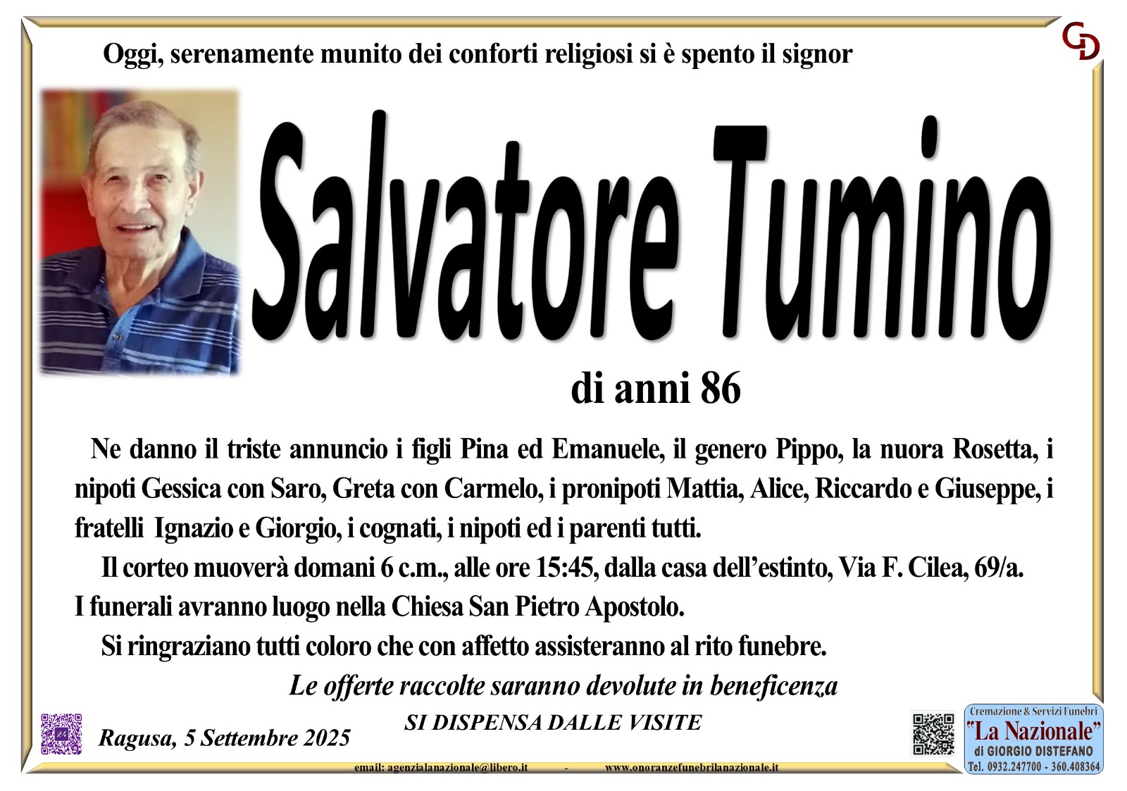 Necrologi: Salvatore Tumino