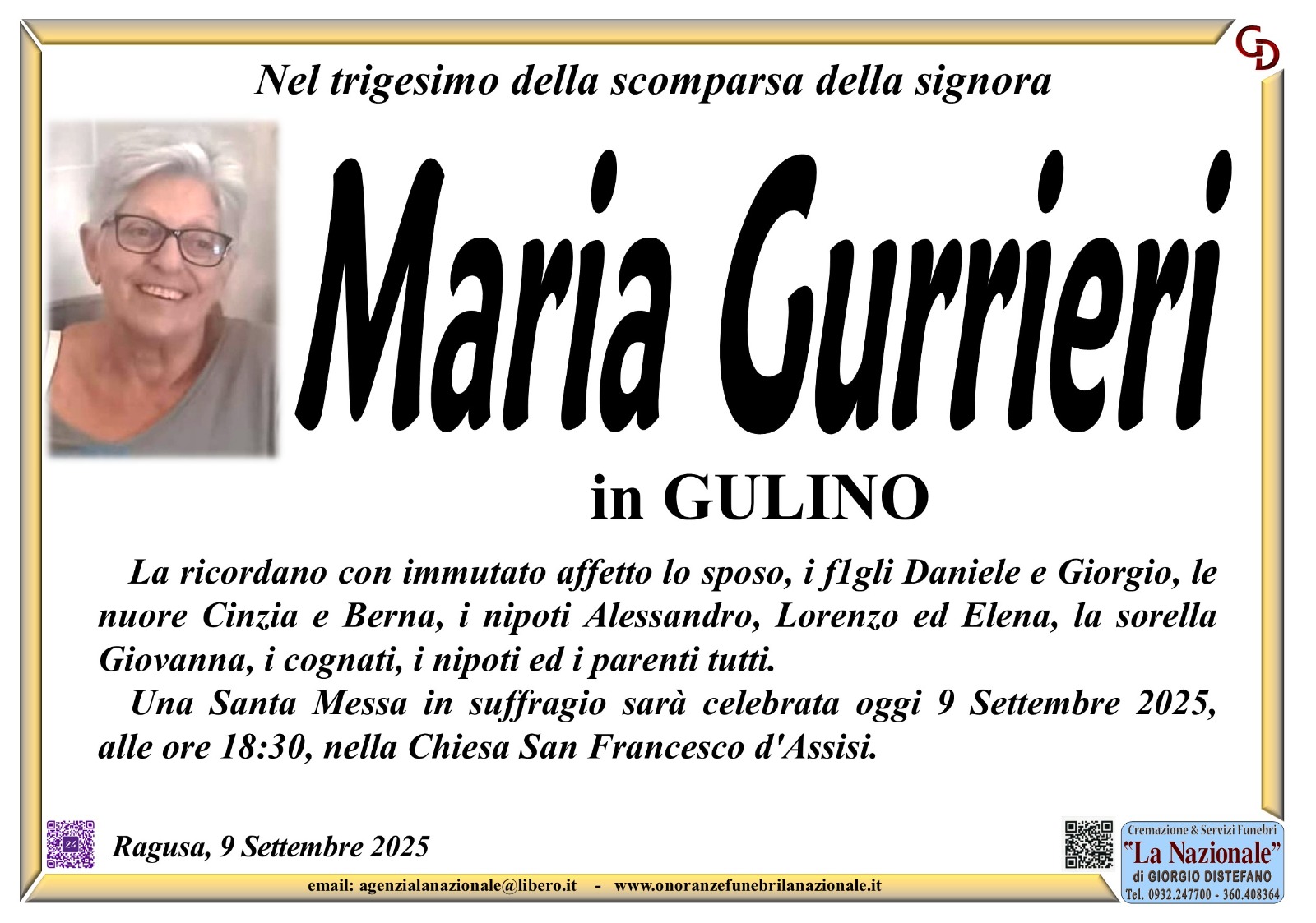 Necrologi: Maria Gurrieri
