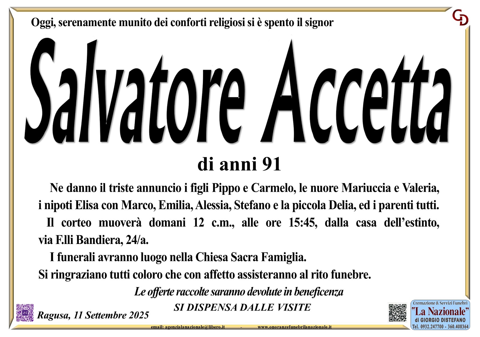 Necrologi: Salvatore Accetta