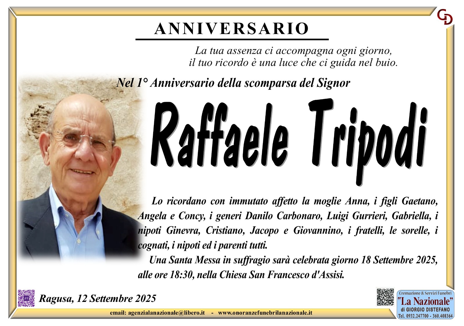 Anniversario: Raffaele Tripodi