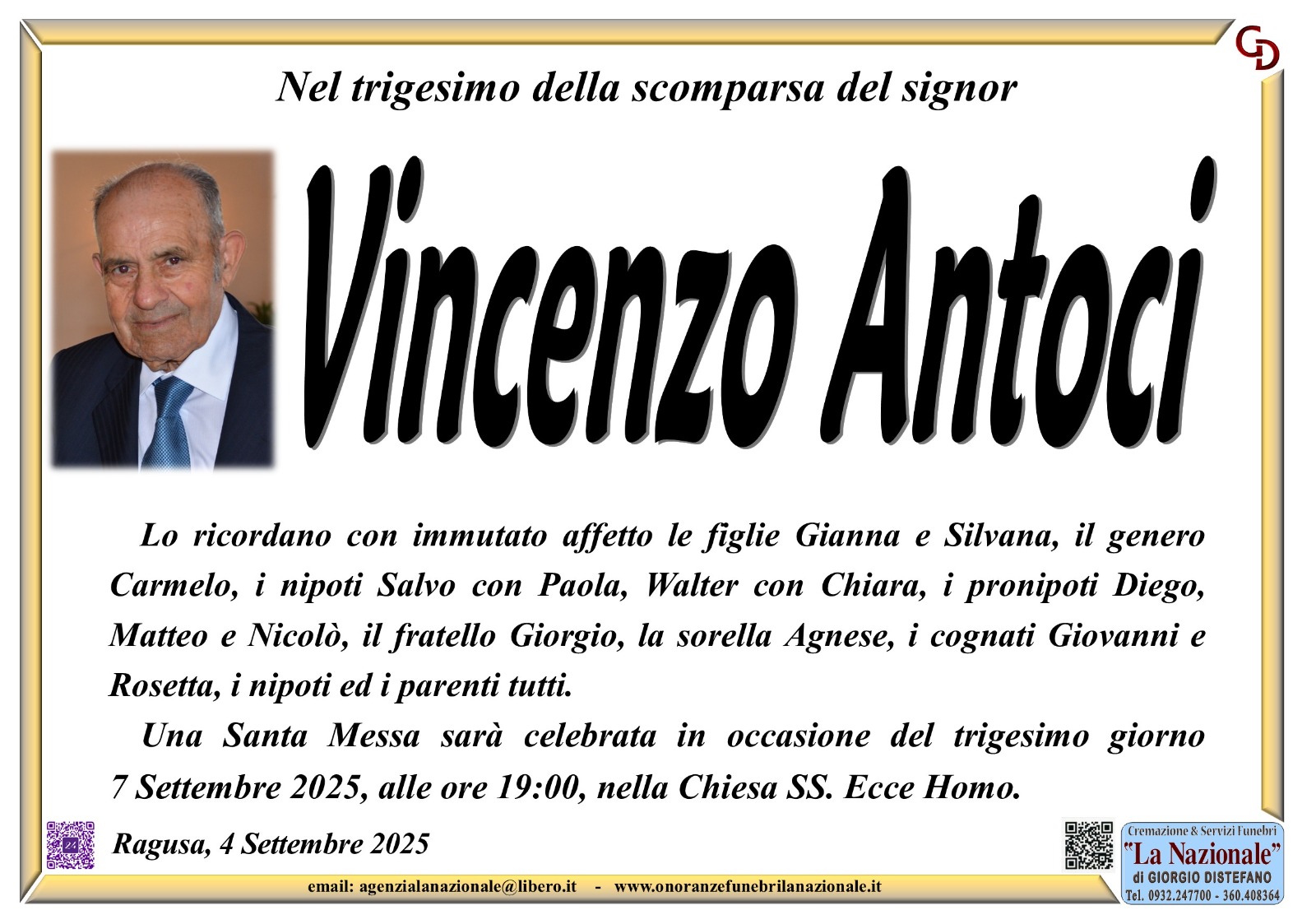Necrologi: Vincenzo Antoci