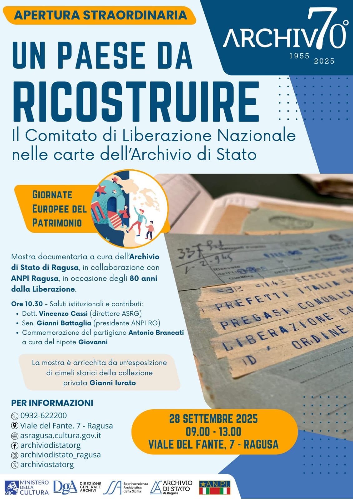 Ragusa, alle Giornate Europee del Patrimonio la mostra “Un Paese da ricostruire” all’Archivio di Stato