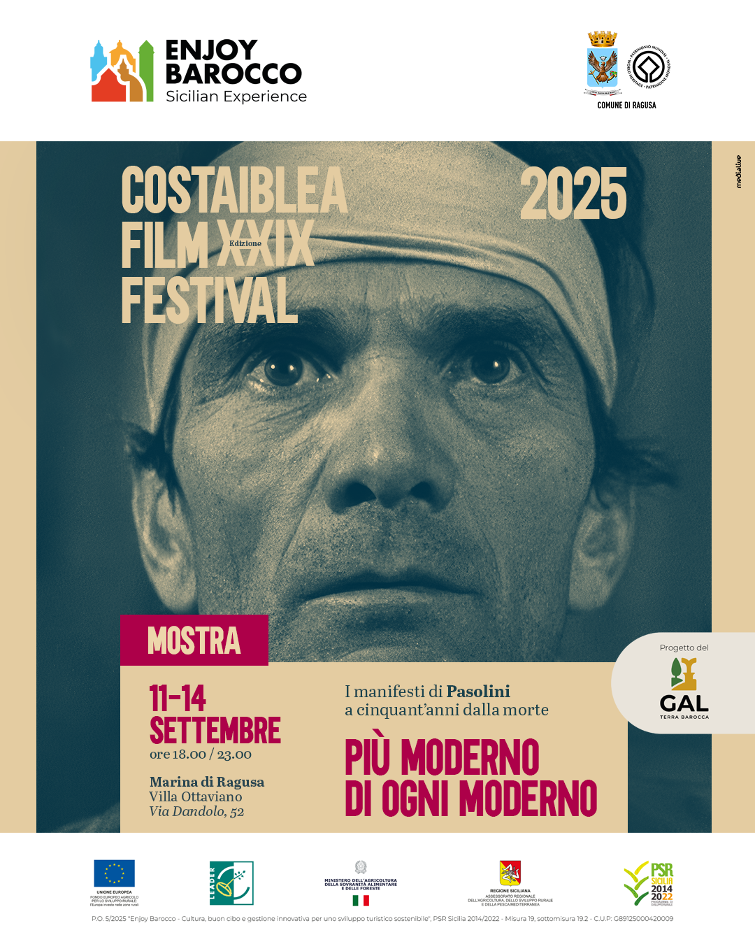 Pier Paolo Pasolini: a Marina di Ragusa, mostra-evento e cinema al Costaiblea Film Festival 2025