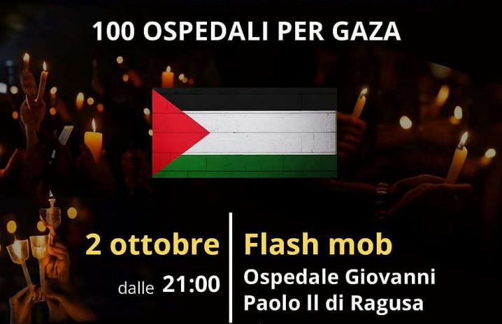 “Luci sulla Palestina”: il 2 ottobre flash mob nazionale davanti a 180 ospedali per Gaza. C’è anche il Giovanni Paolo II di Ragusa