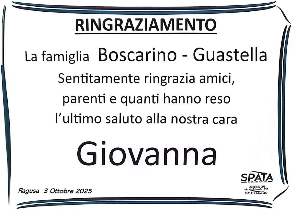 Ringraziamento: famiglia Boscarino-Guastella