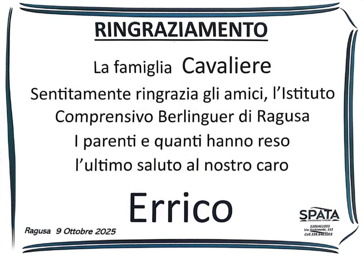 Ringraziamento: famiglia Cavaliere