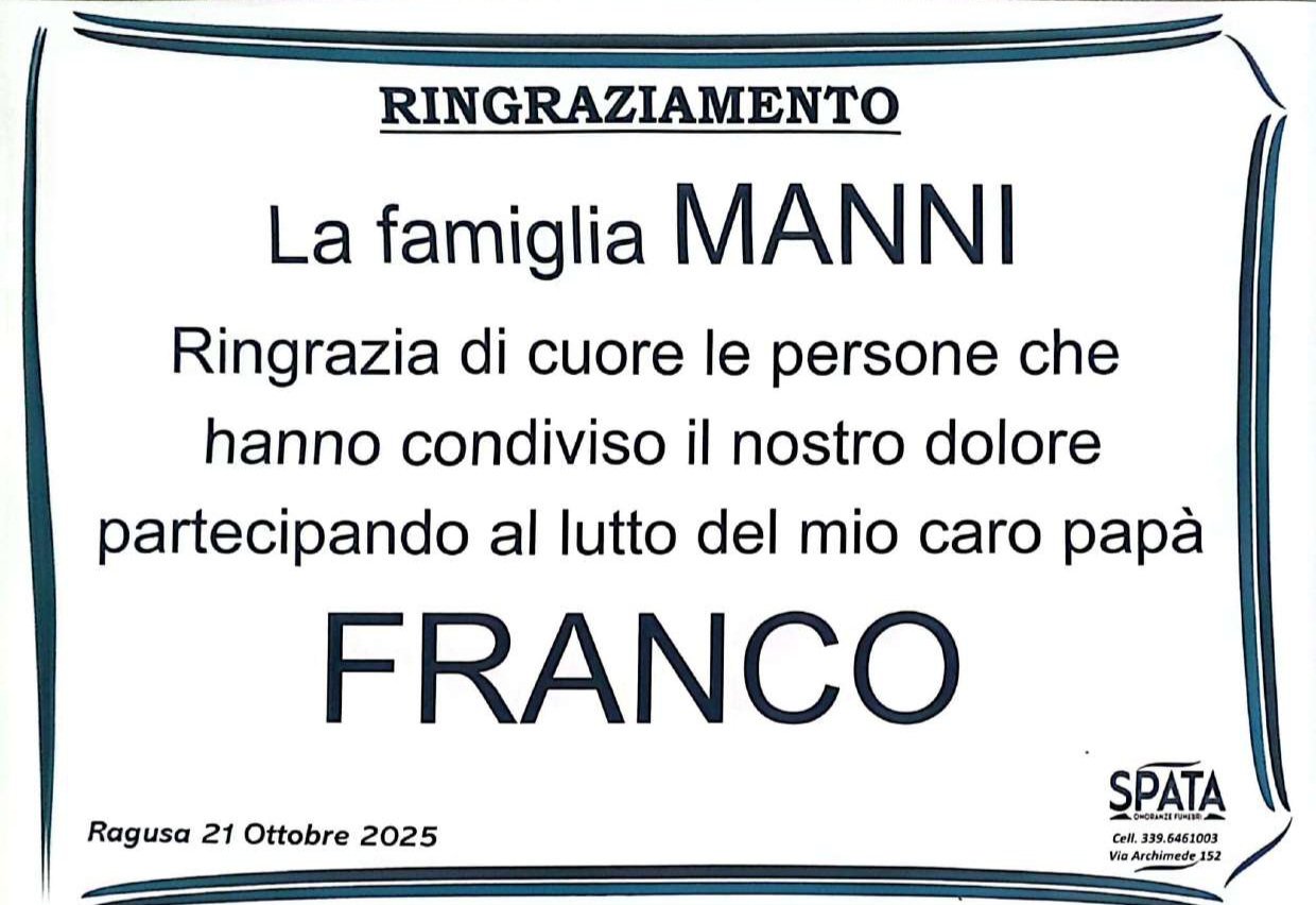 Ringraziamento: famiglia Manni