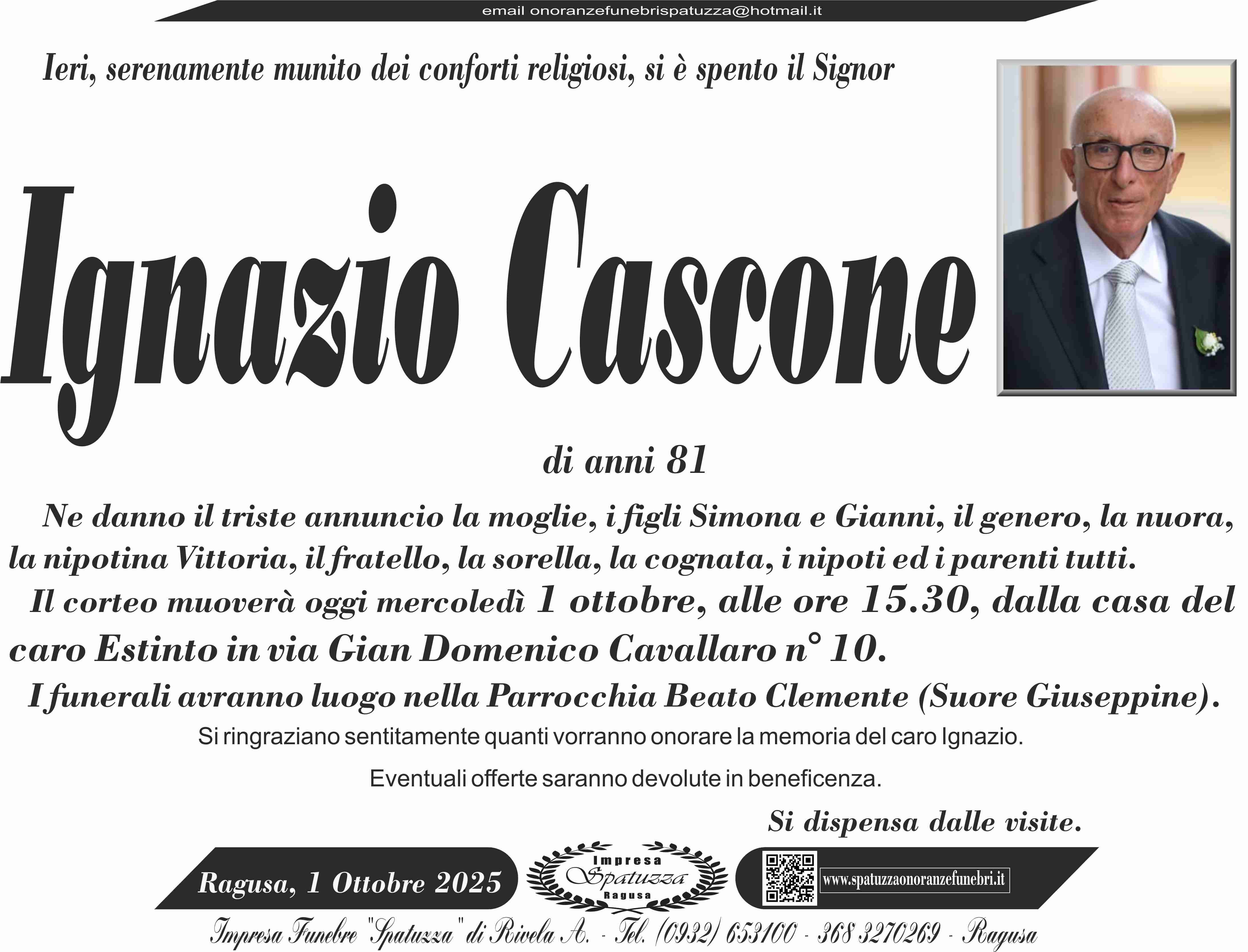 Necrologi: Ignazio Cascone