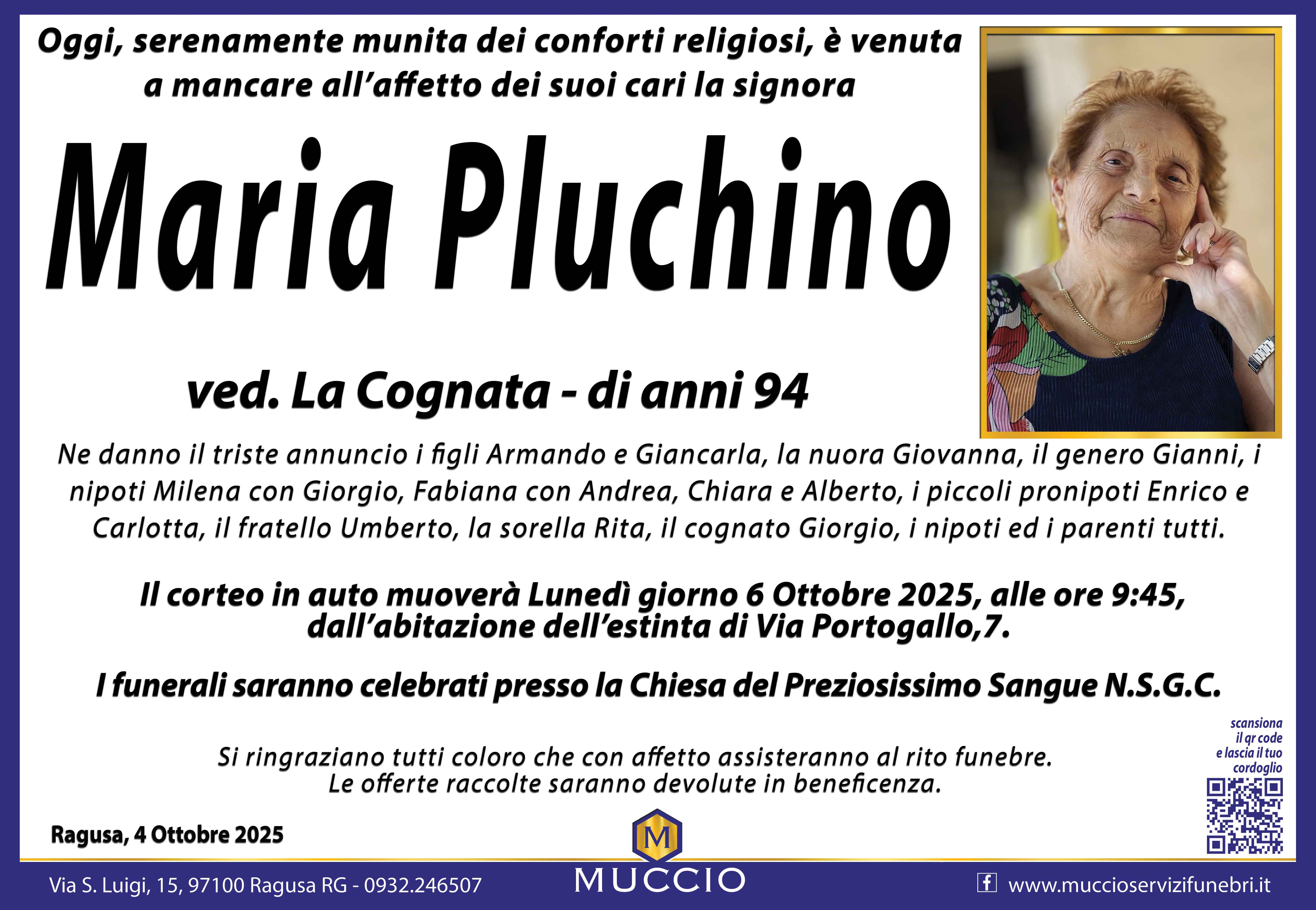 Necrologi: Maria Pluchino