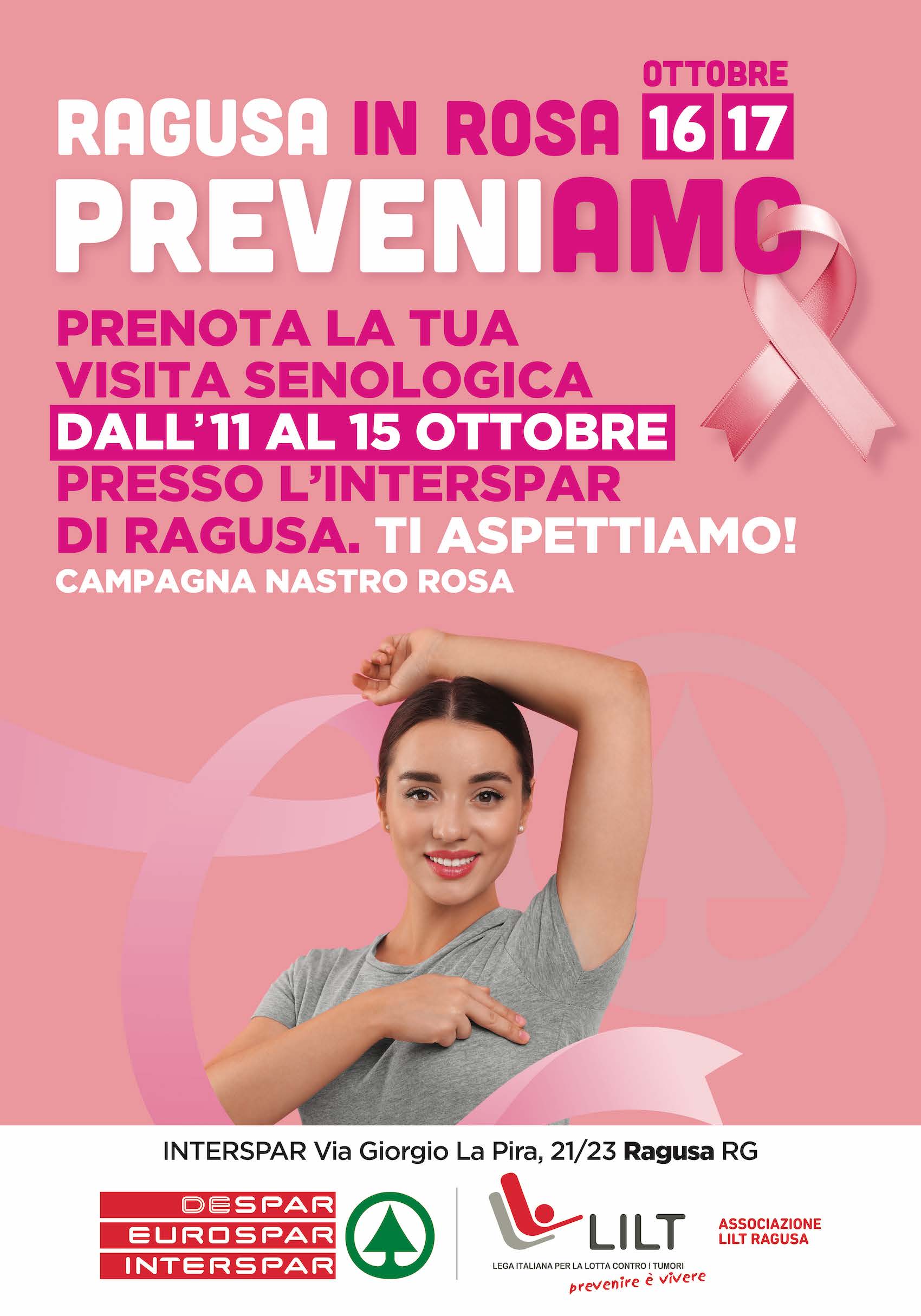 “Ragusa in Rosa”, campagna LILT ed Ergon: al via prenotazioni visite senologiche gratuite a Interspar Ragusa