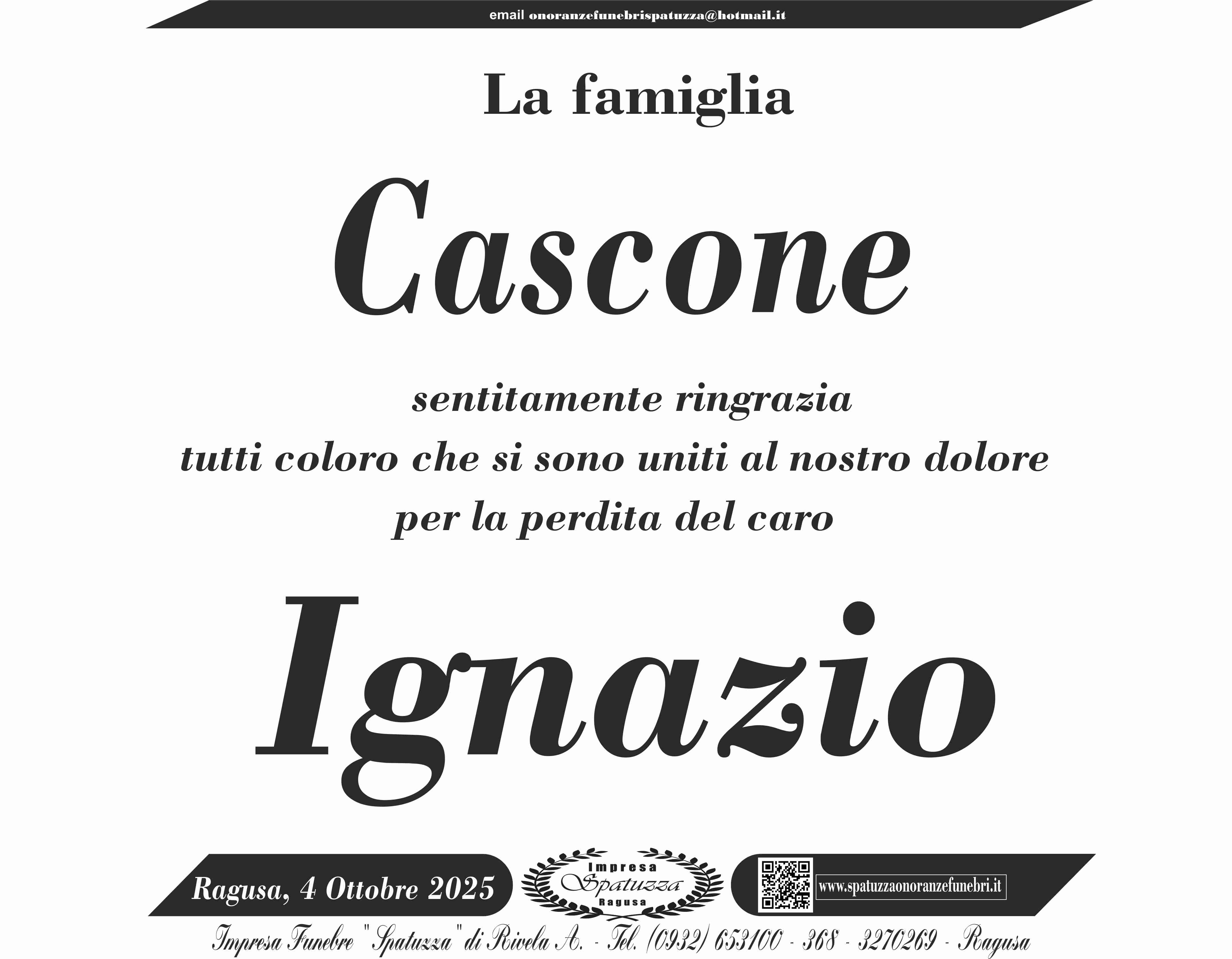 Ringraziamento: famiglia Cascone