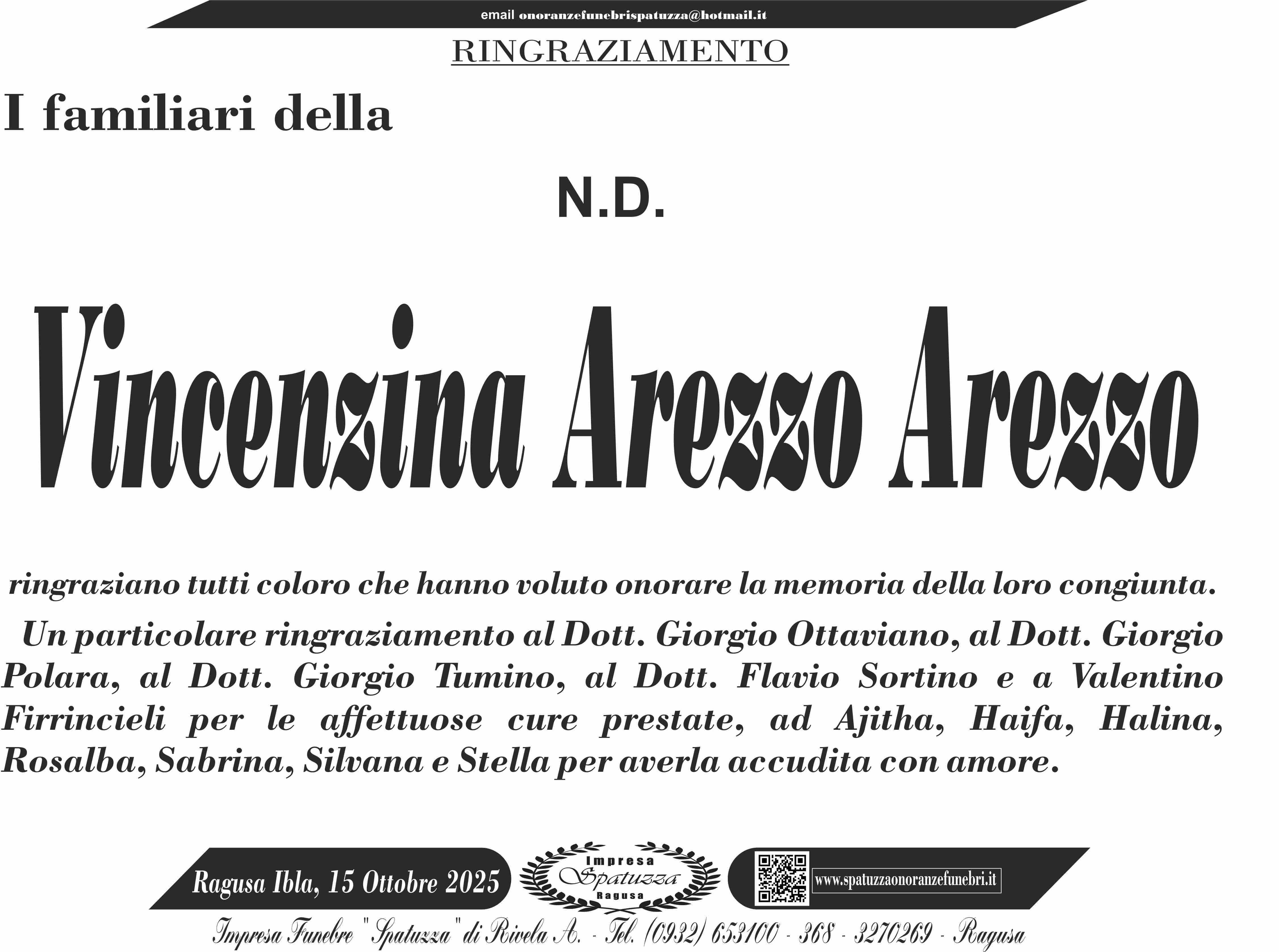 Ringraziamento: famiglia Arezzo Arezzo