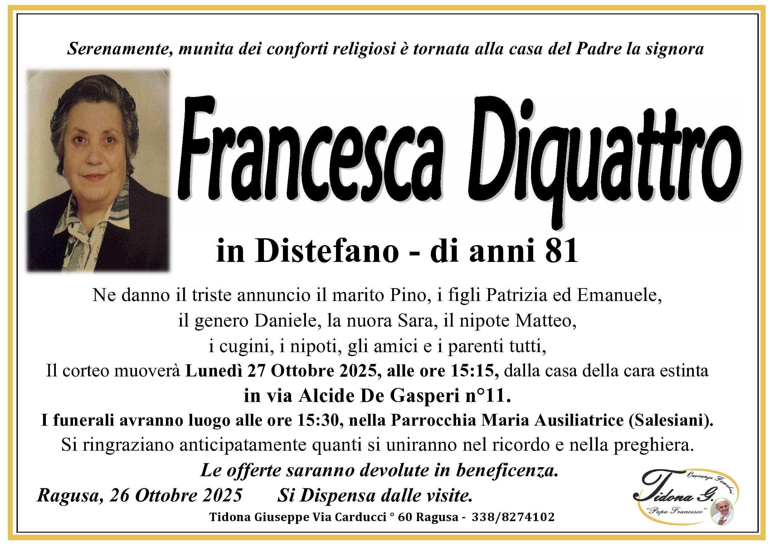 Necrologi: Francesca Diquattro